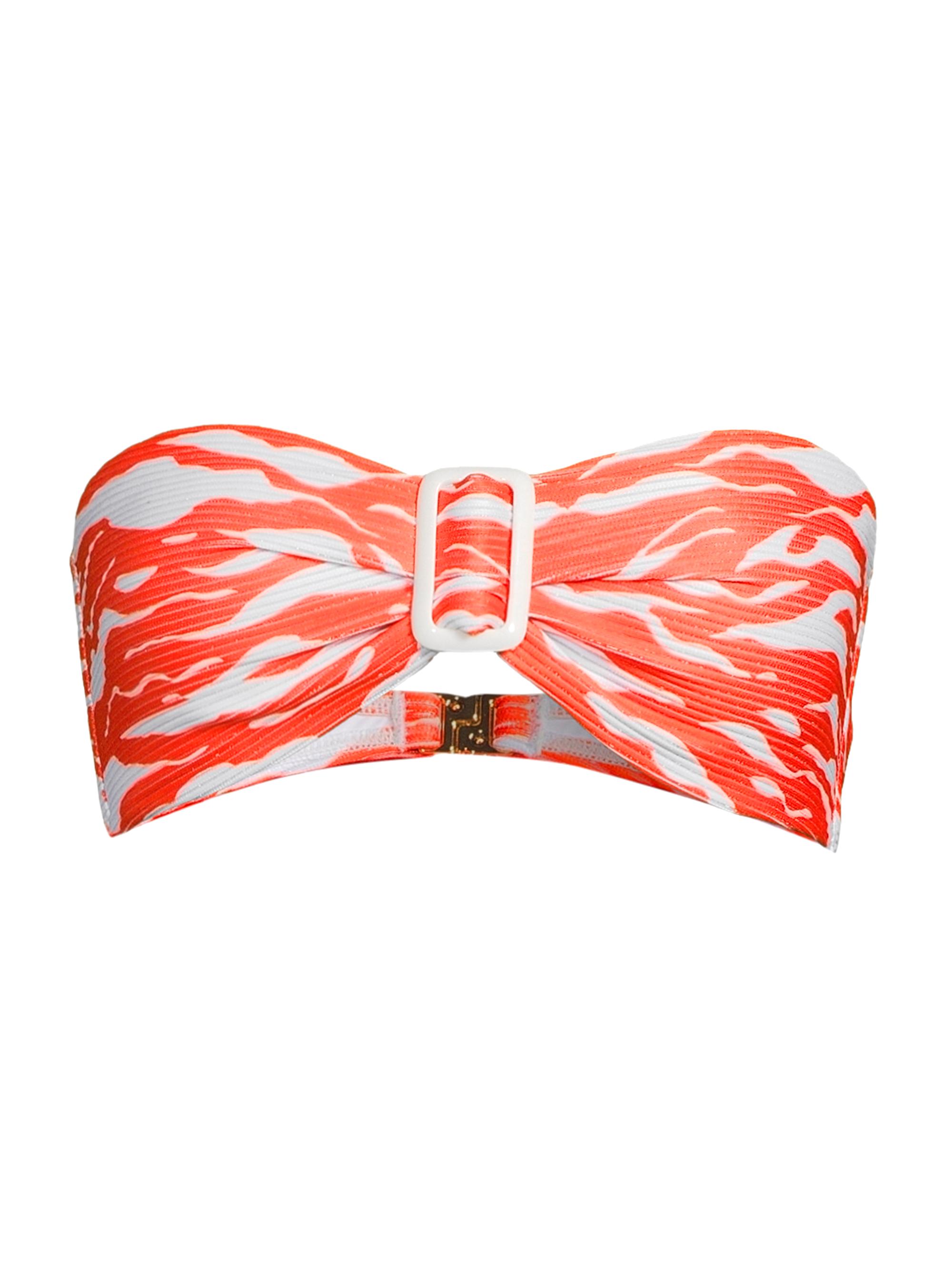 Milly Women's Margot Wild Stripes Bandeau Bikini Top - Coral White