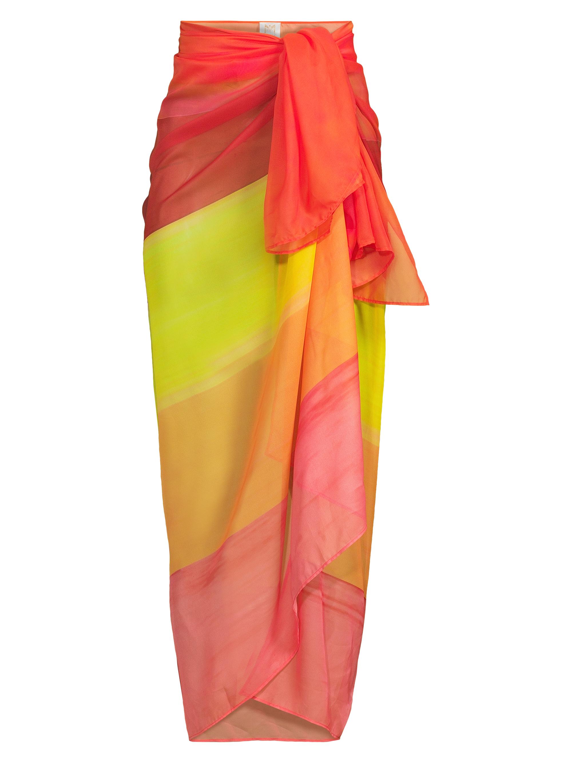Milly Women's Sunset-Striped Chiffon Sarong