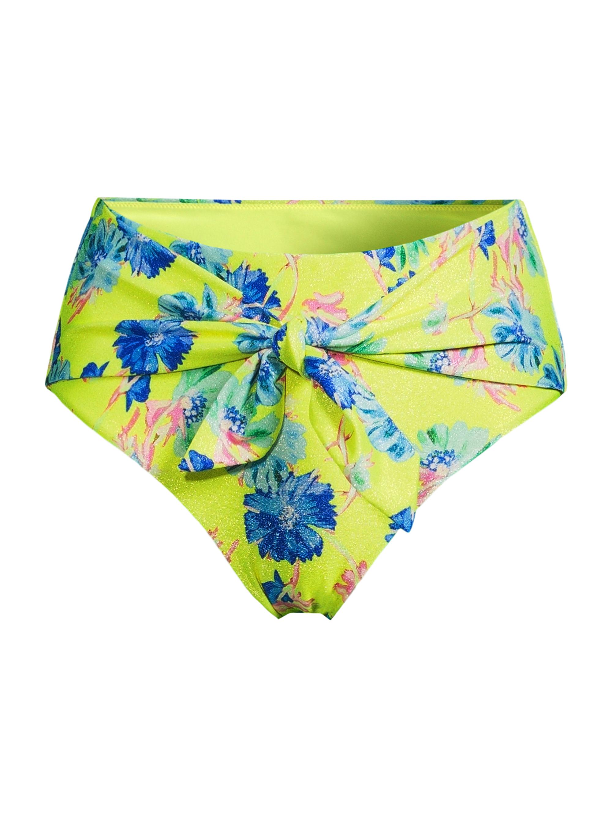 Milly Women's Floating Cosmos Floral Tie-Front Bikini Bottoms - Neon Yellow