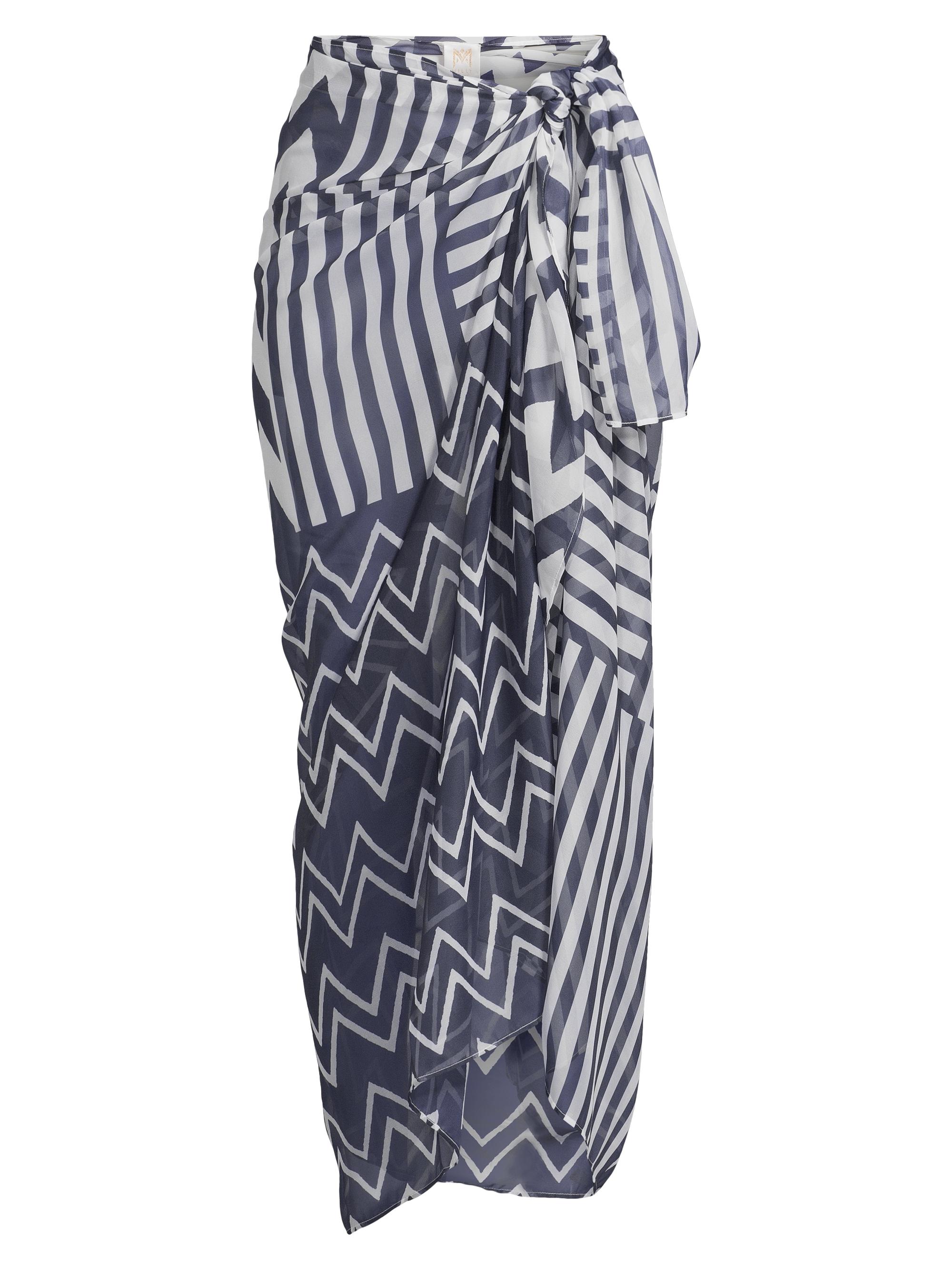Milly Women's Patchwork Chevron Chiffon Sarong - Blue White
