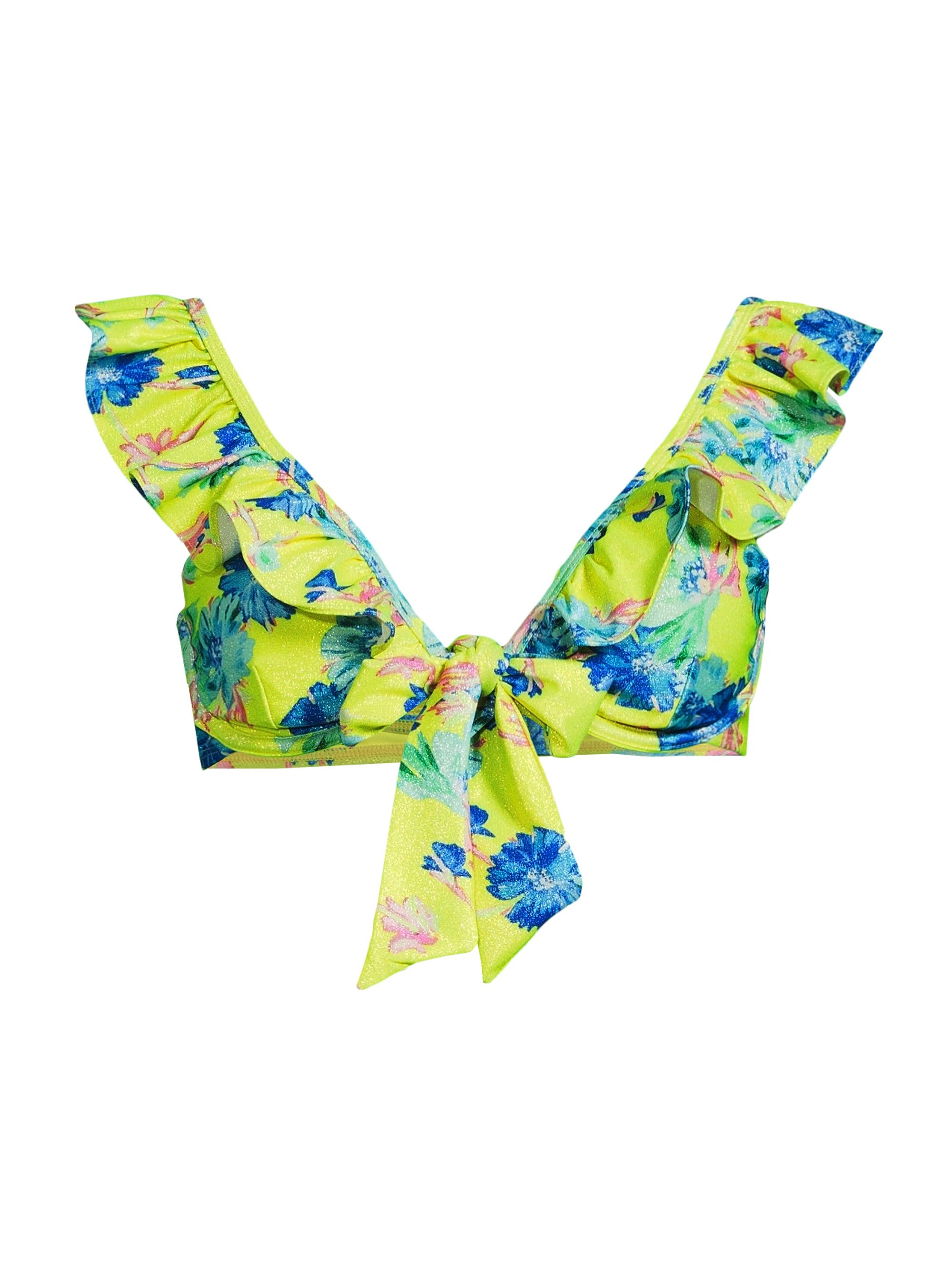 Milly Women's Floating Cosmos Ruffle Bikini Top - Neon Yellow
