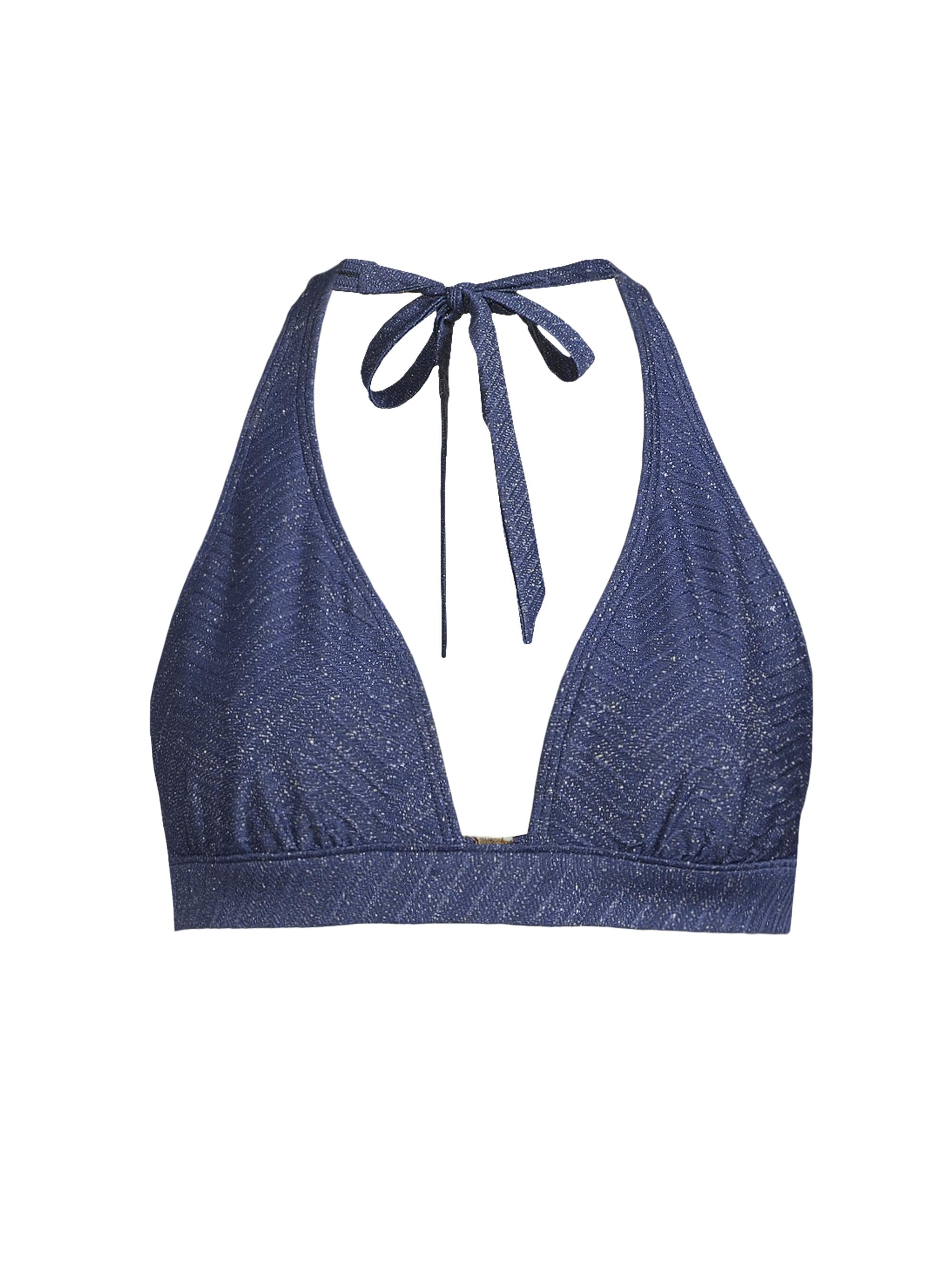 Milly Women's Chevron Shimmer Halter Bikini Top - Navy Silver