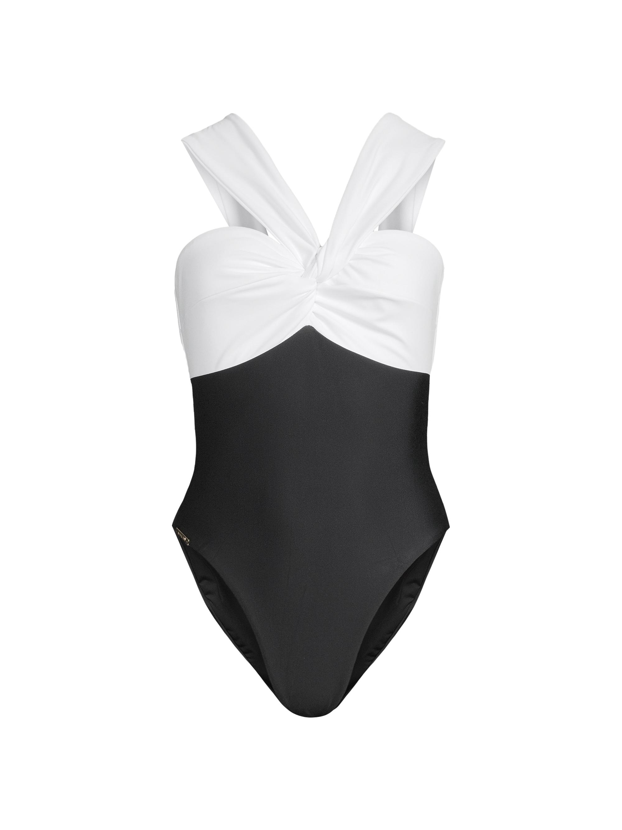 Milly Women's Betsy Colorblock Knotted One-Piece Swimsuit - White Black