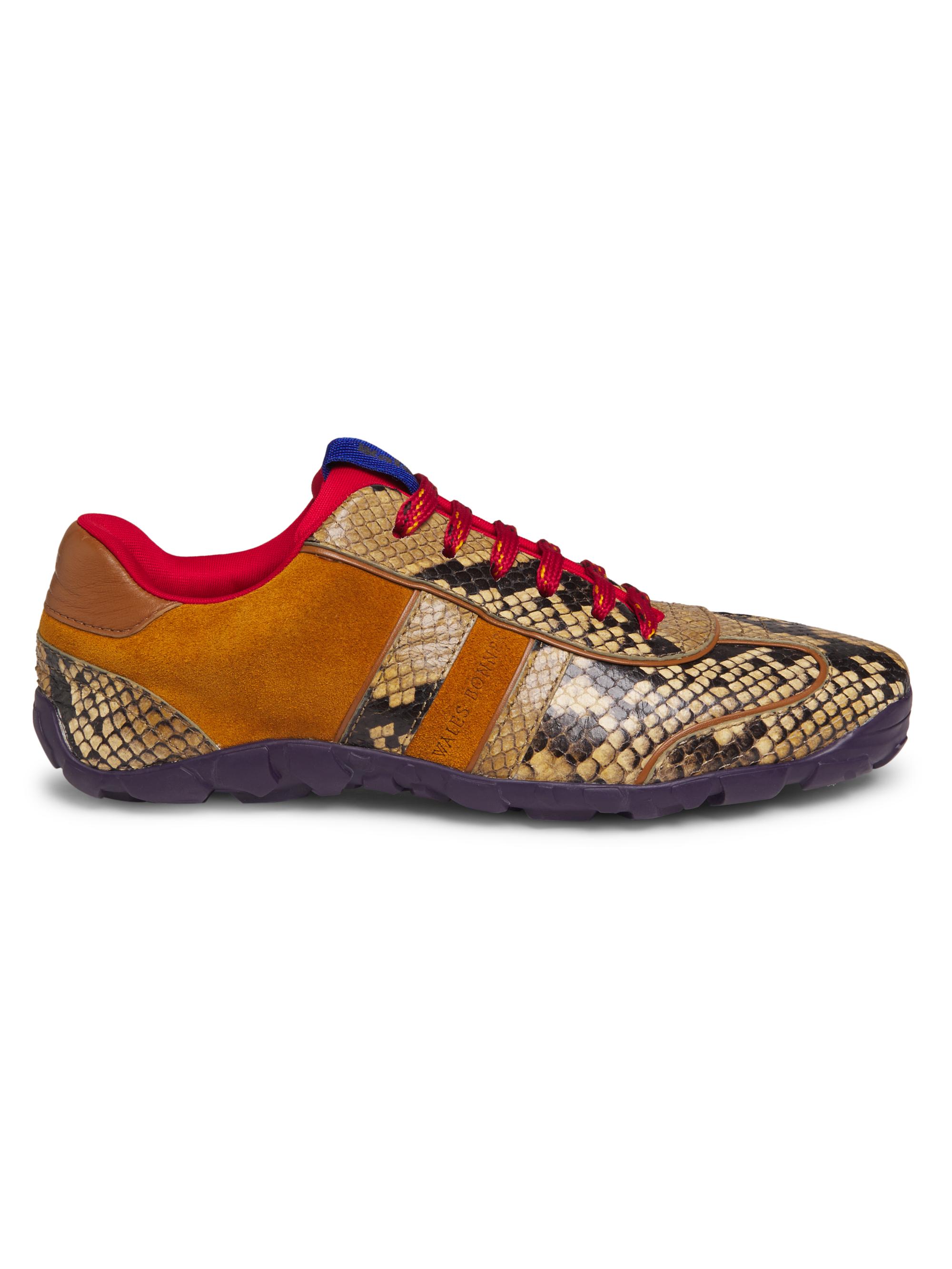 Wales Bonner Men's Dream Study Snake-Printed Leather & Suede Low-Top Sneakers - Tan Multi