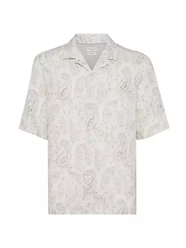 Paisley Linen Short Sleeve Easy Fit Shirt