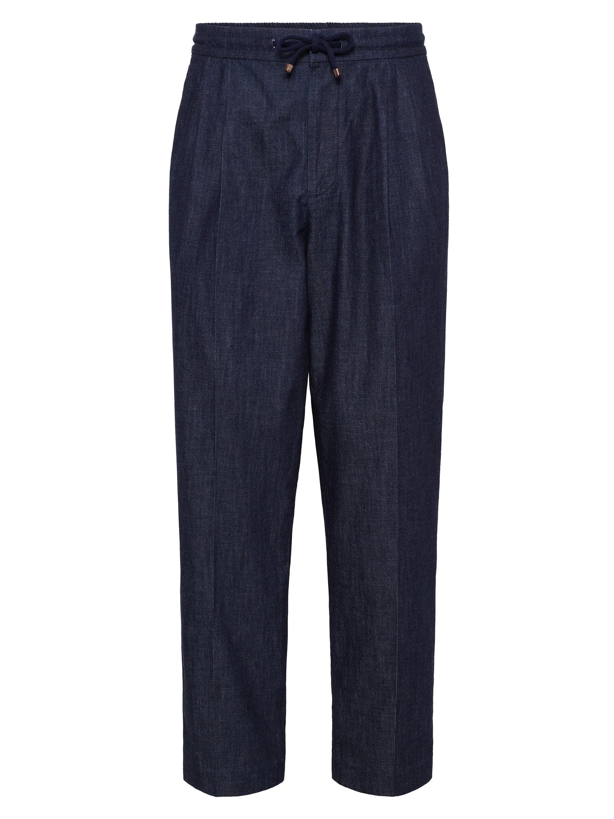 Brunello Cucinelli Men's Lightweight Denim Leisure Fit Trousers - Dark Denim