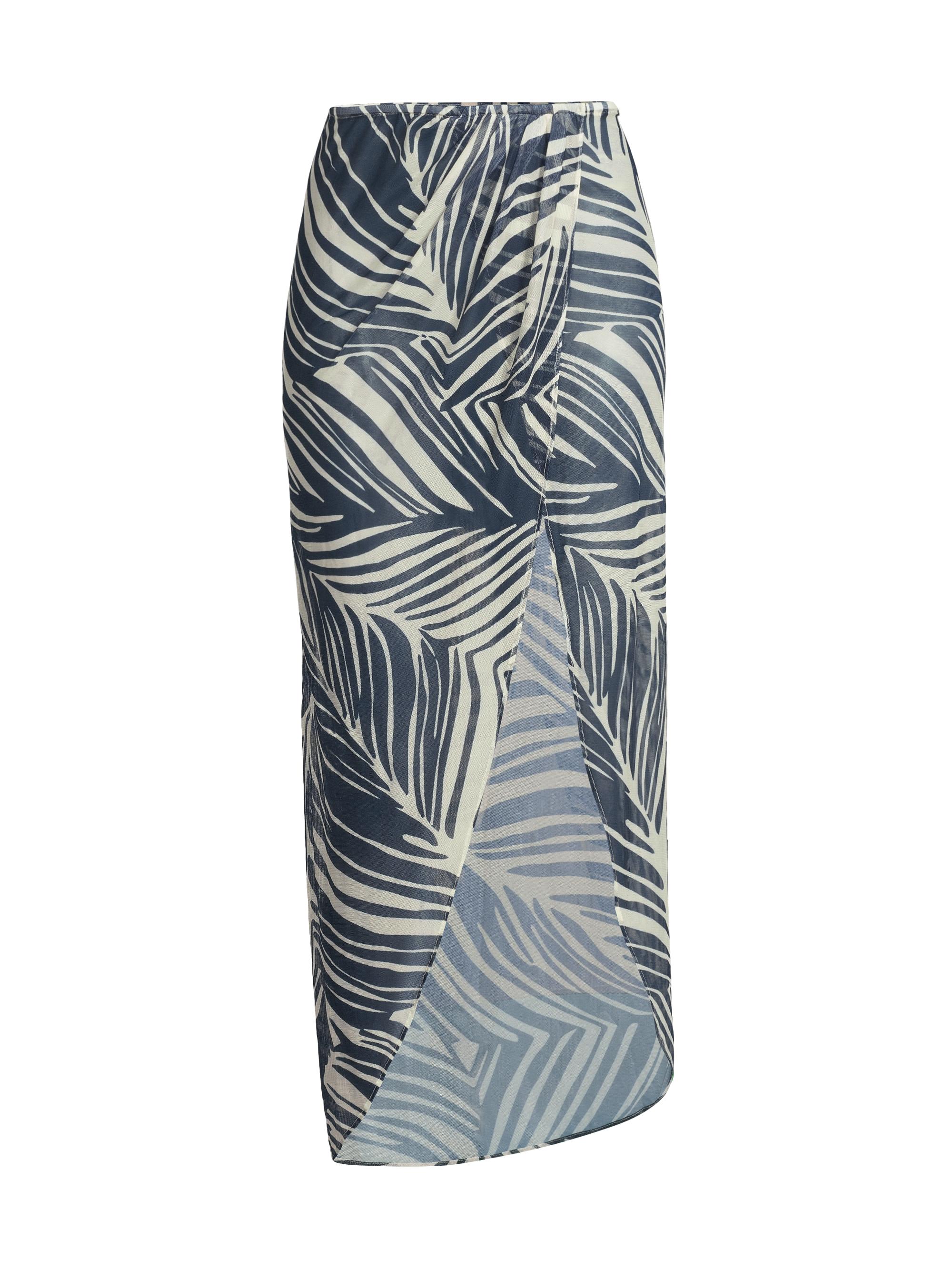 Hutch Women's Jelena Palm Print Sarong Midi-Skirt - Navy Swirl