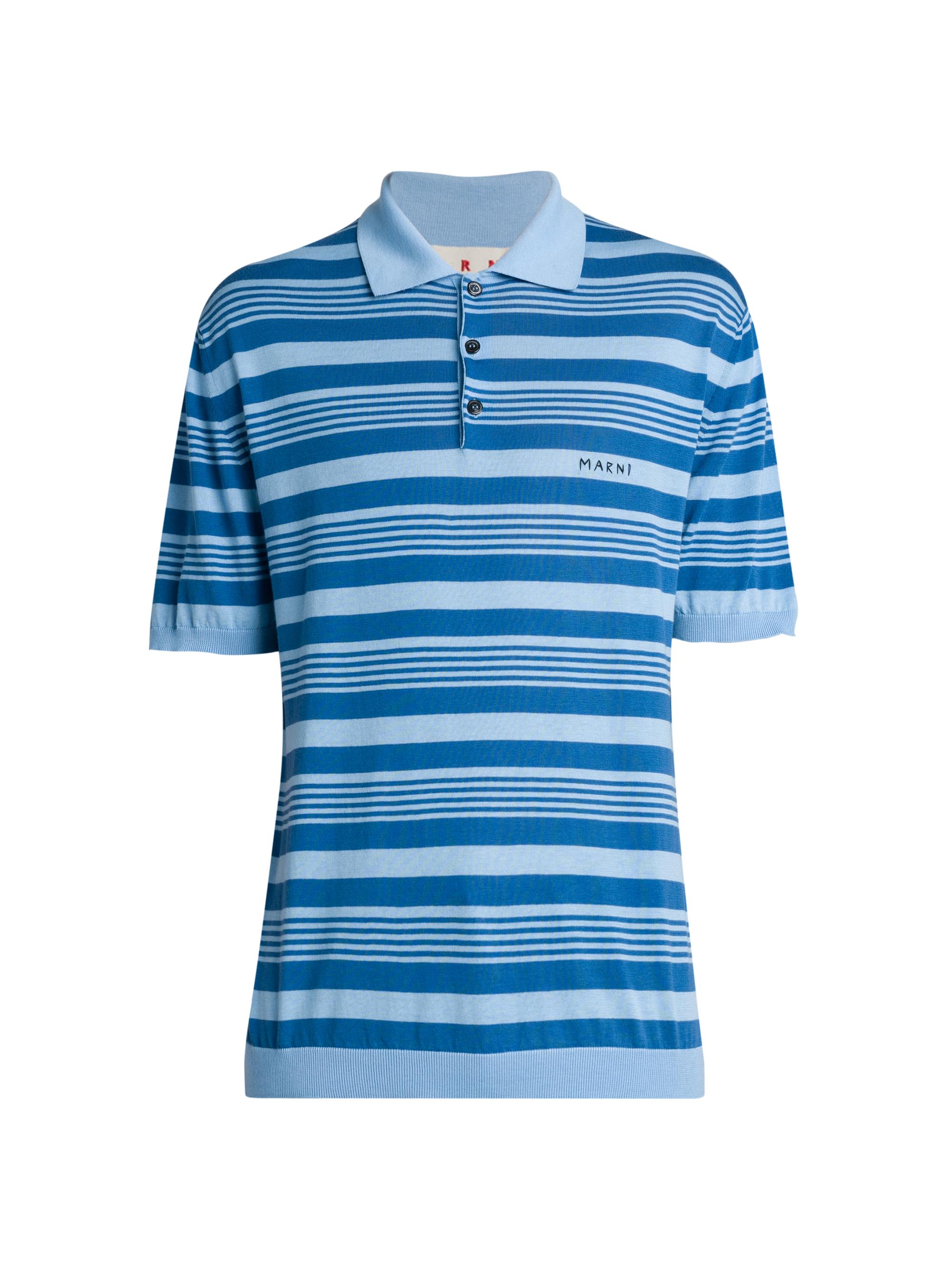 Marni Men's Striped Polo Shirt - Azure