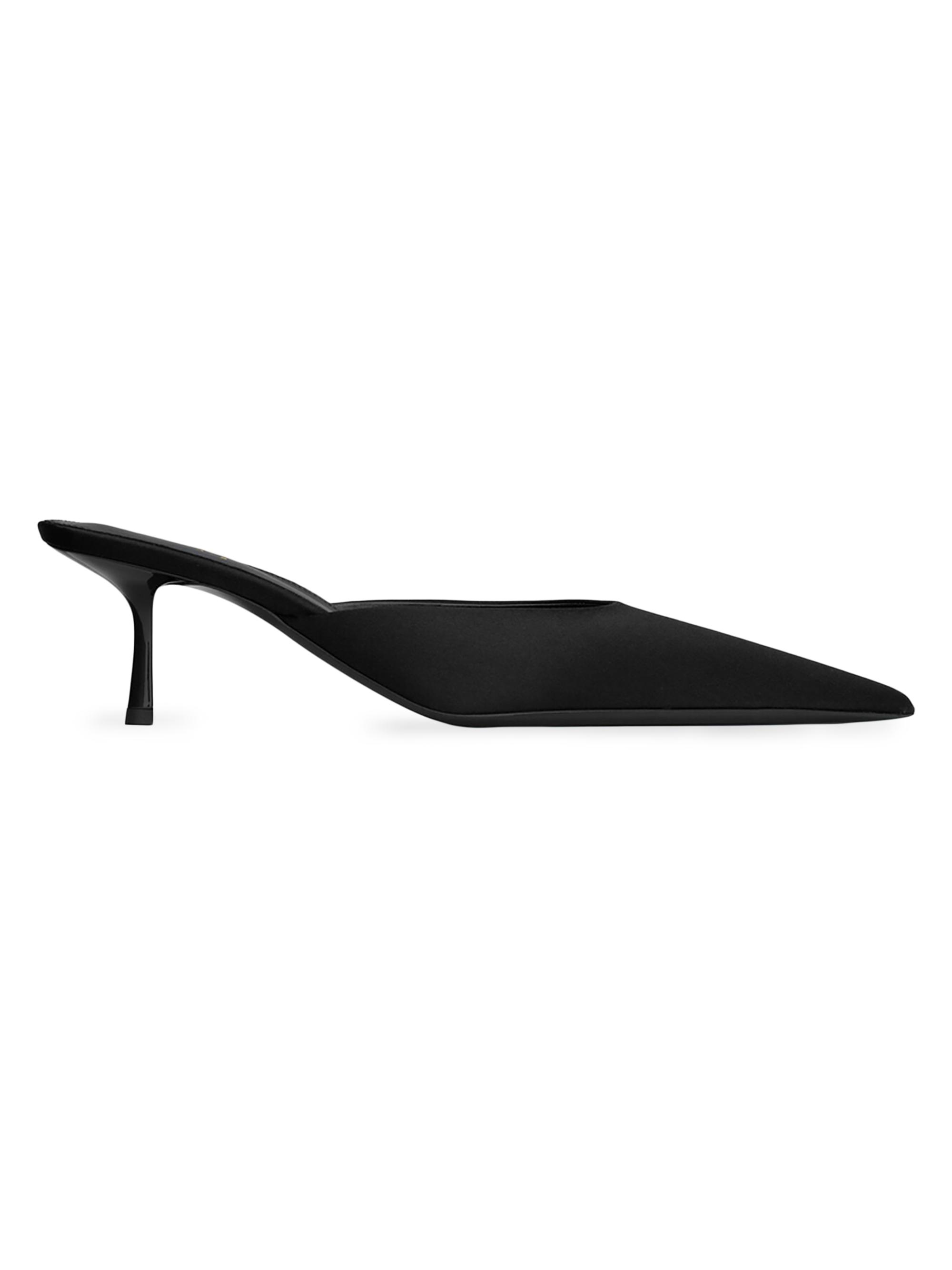Saint Laurent Women's Barbara Mules in Satin Crepe - Black