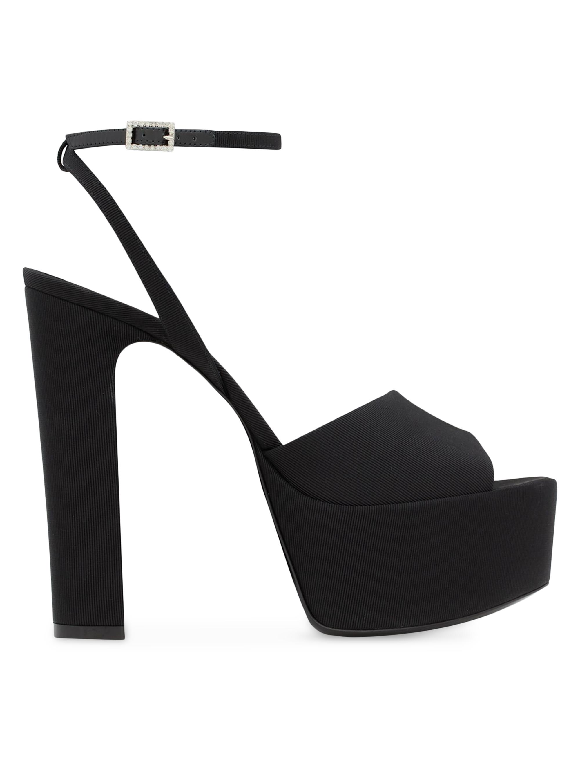 Saint Laurent Women's Jodie Platform Sandals in Grosgrain - Black