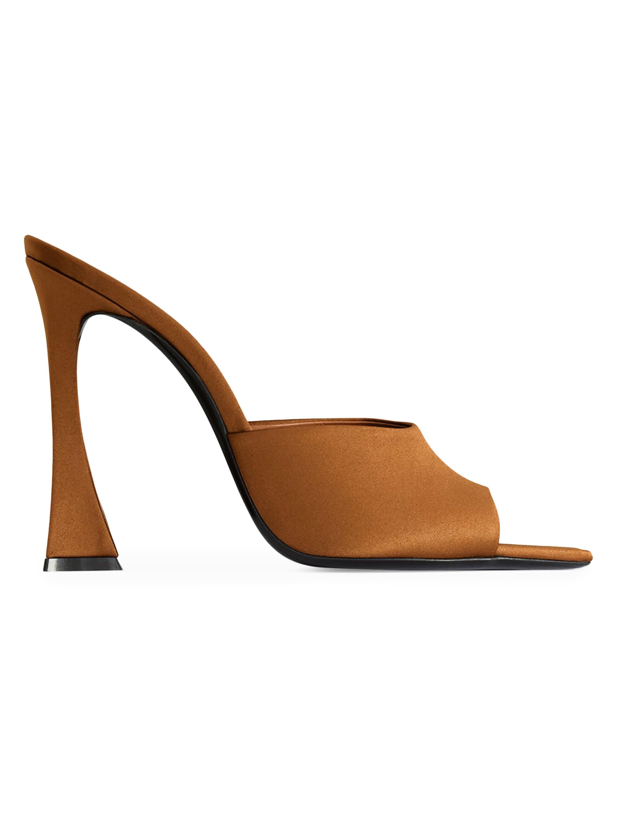 Saint Laurent Women's Hall Mules in Satin - Cognac