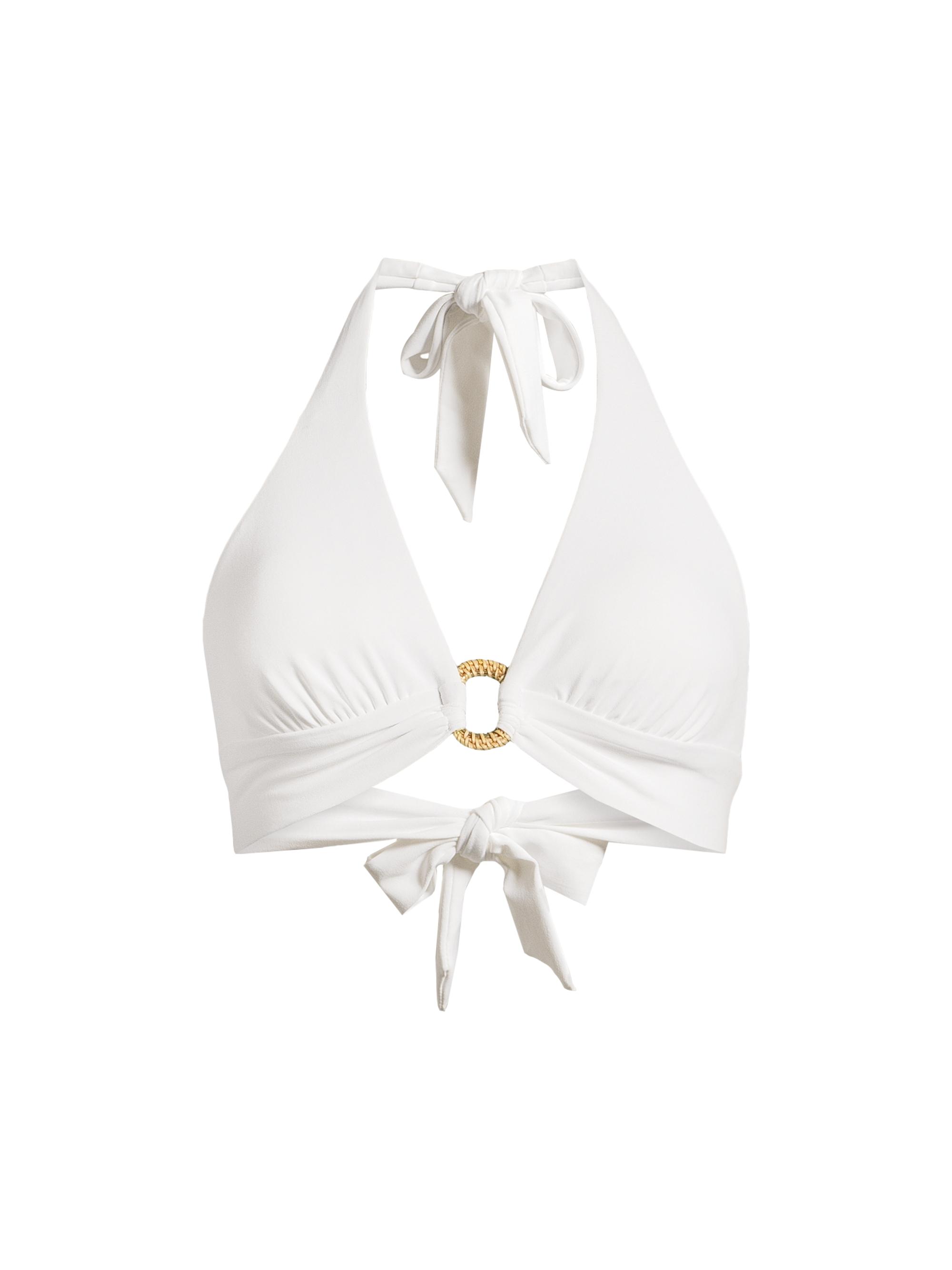 Robin Piccone Women's Margot Raffia O-Ring Halter Top - White