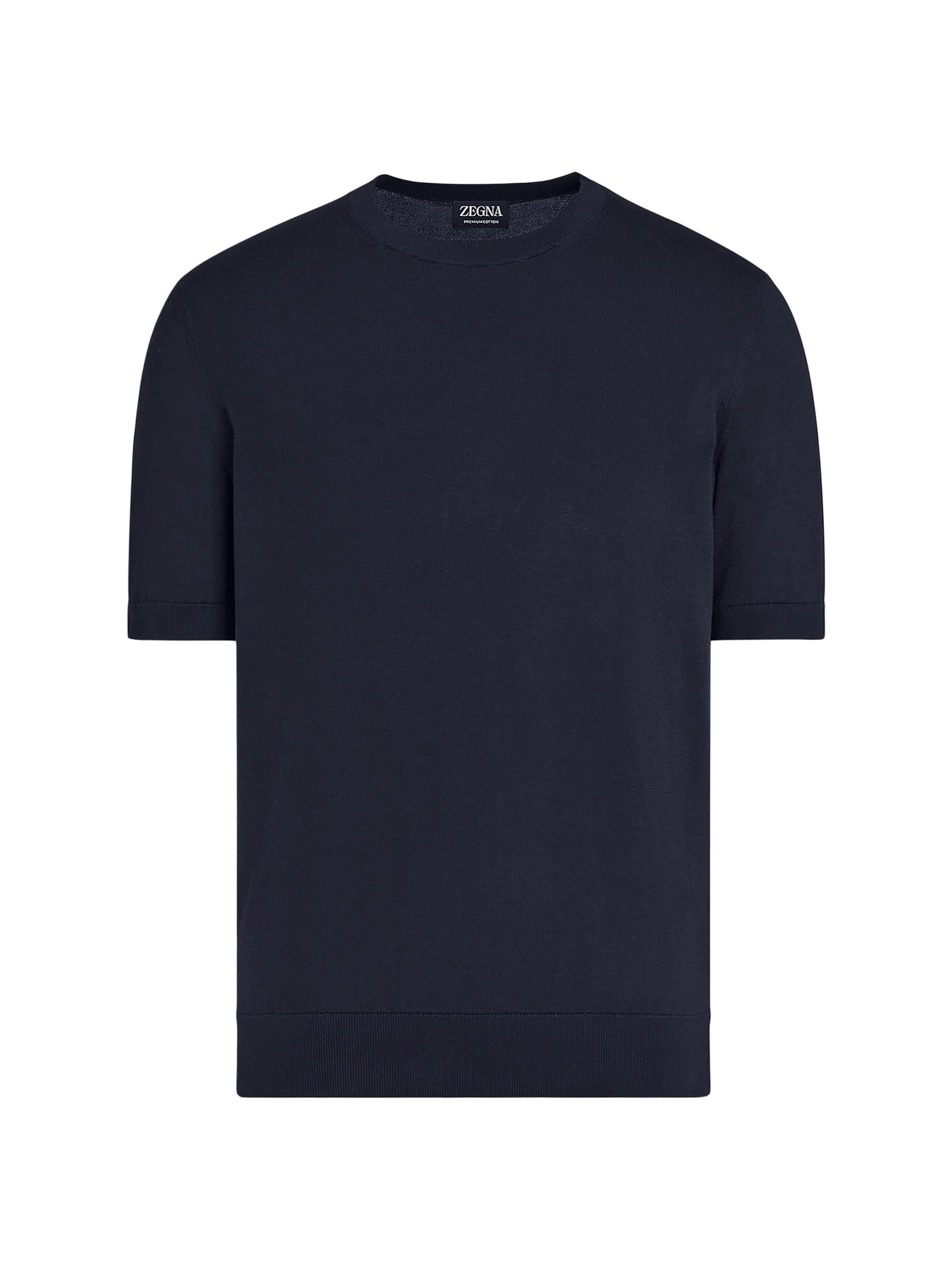 ZEGNA Men's Cotton Crewneck T-Shirt - Navy Blue | Thumbnail 6