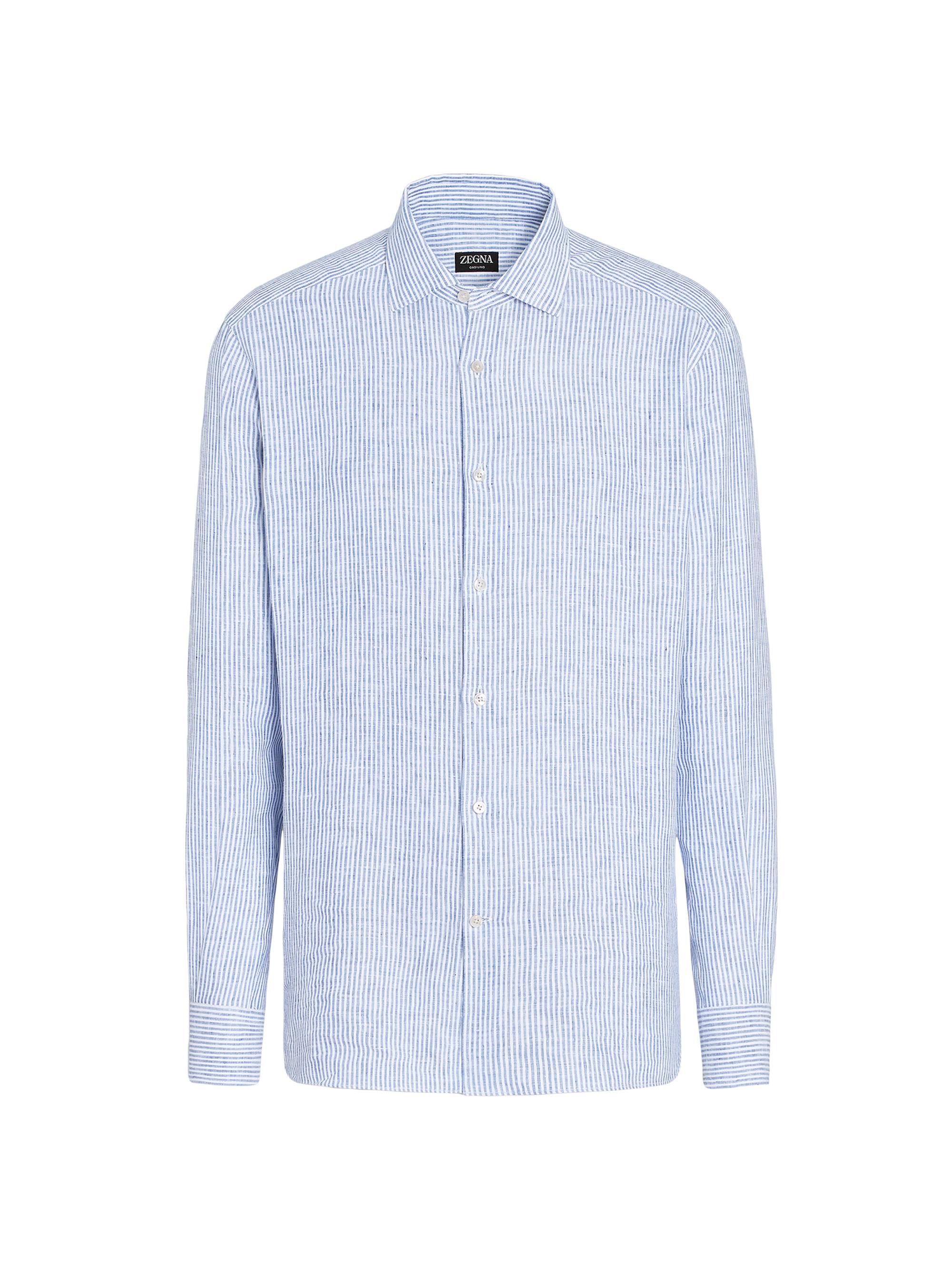 ZEGNA Men's Oasi Lino Shirt - Light Blue