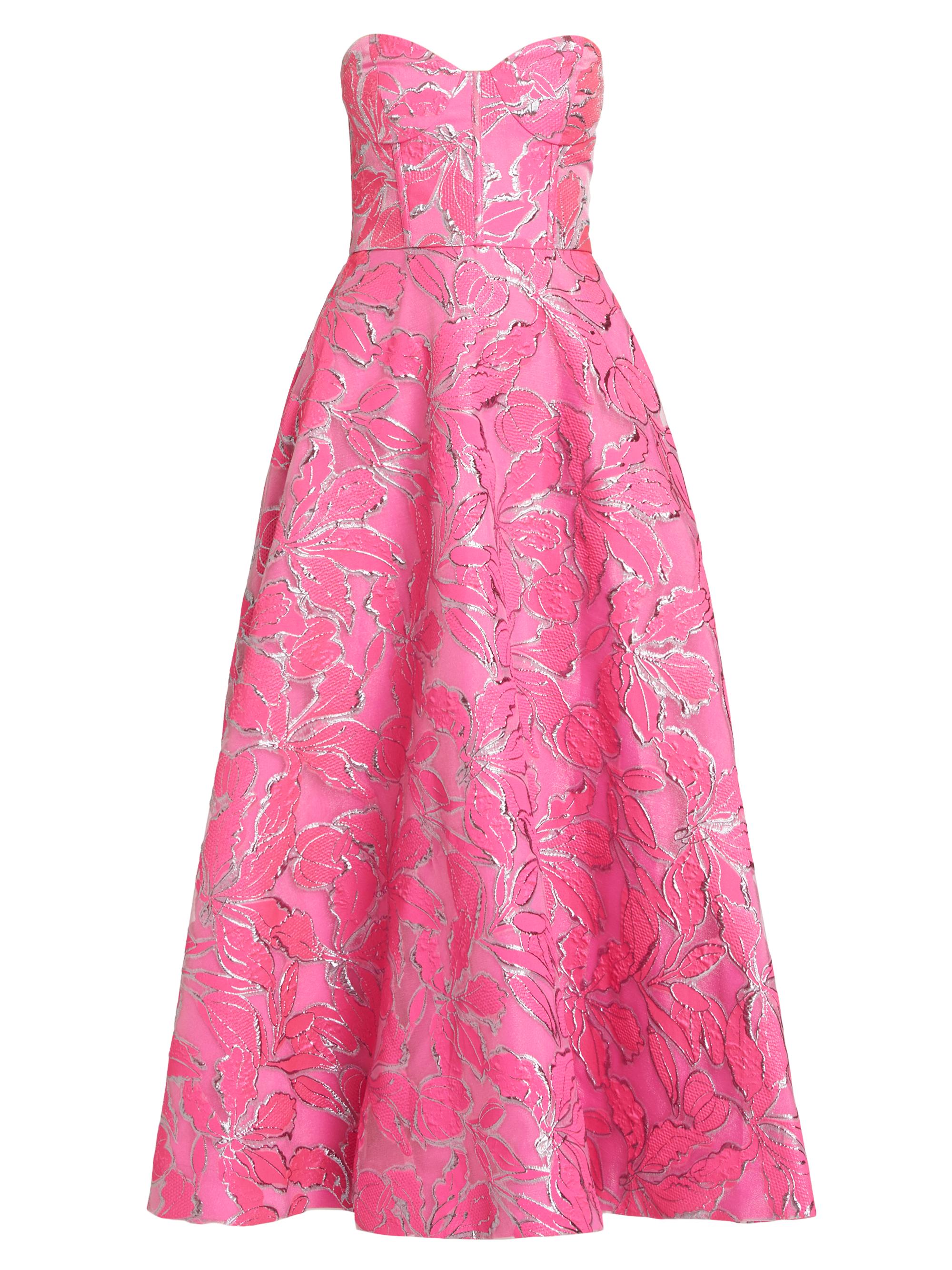 ML Monique Lhuillier Women's Amelia Floral Strapless Corset Maxi Dress - Azalea Pink