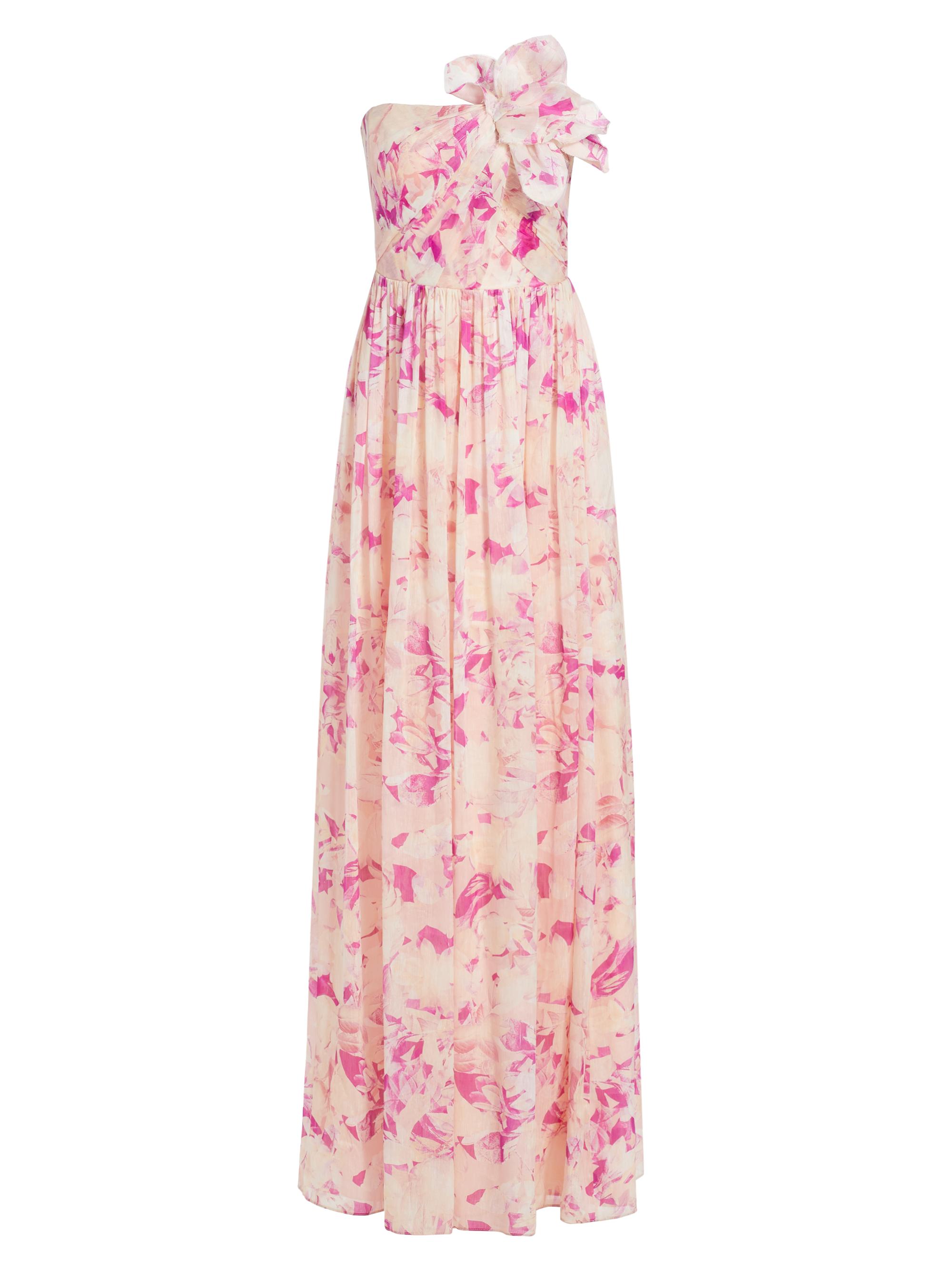 ML Monique Lhuillier Women's Marlee Floral Linen-Silk Strapless Gown - French Rose
