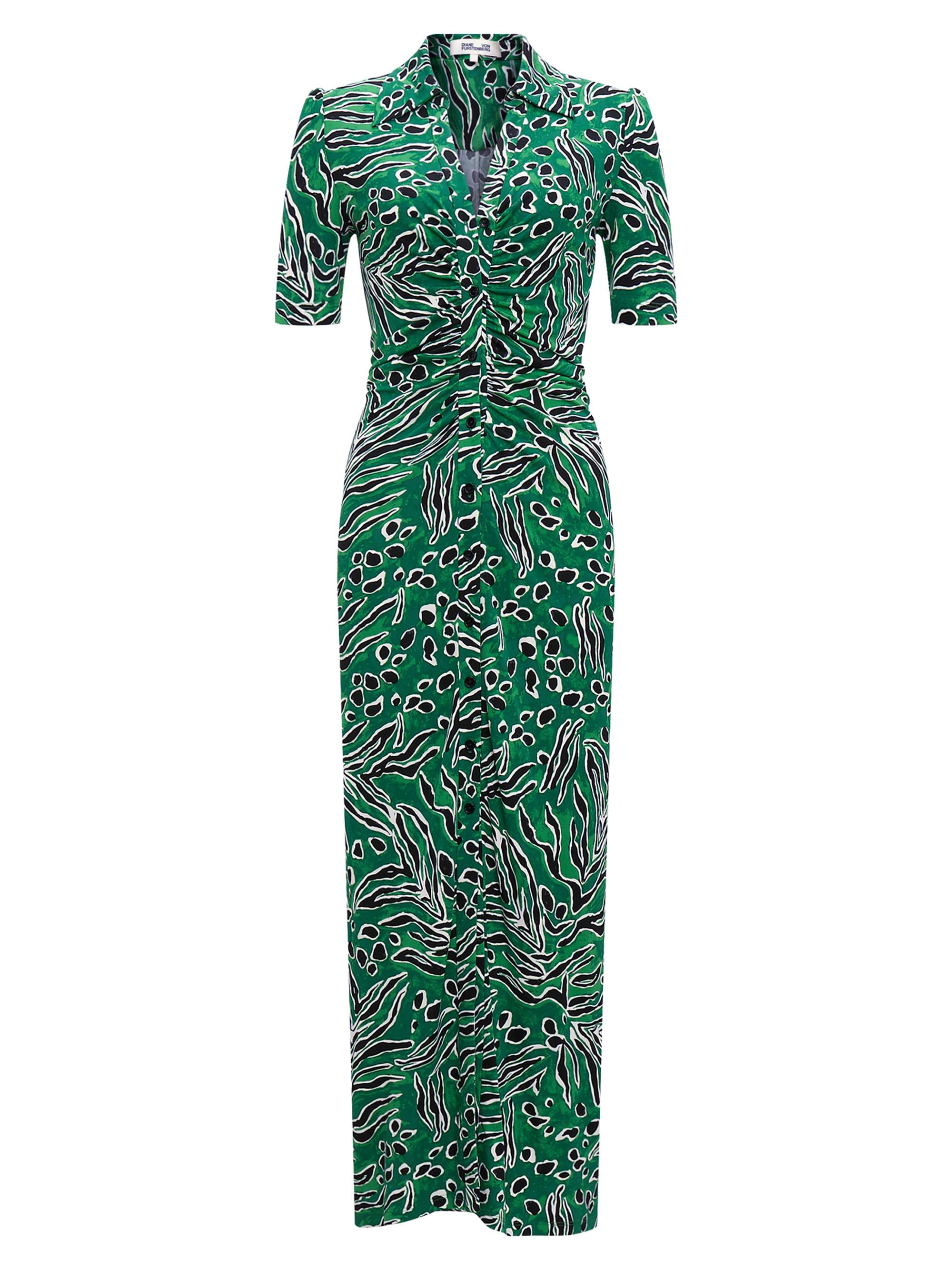 Diane von Furstenberg Women's Zoey Graphic Jersey Shirtdress - Water Tiger Green