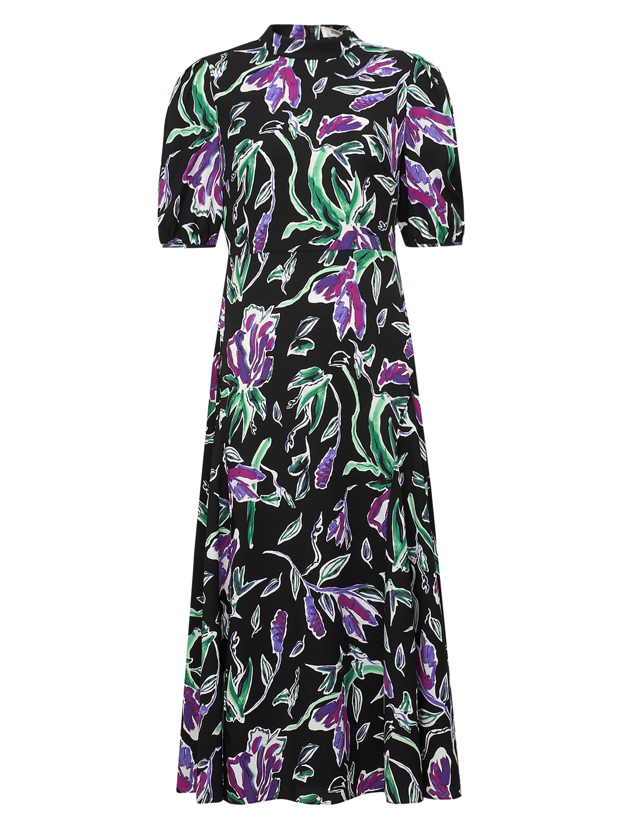 Diane von Furstenberg Women's Nella Floral Short-Sleeve Midi-Dress - Tulip Fields Violet