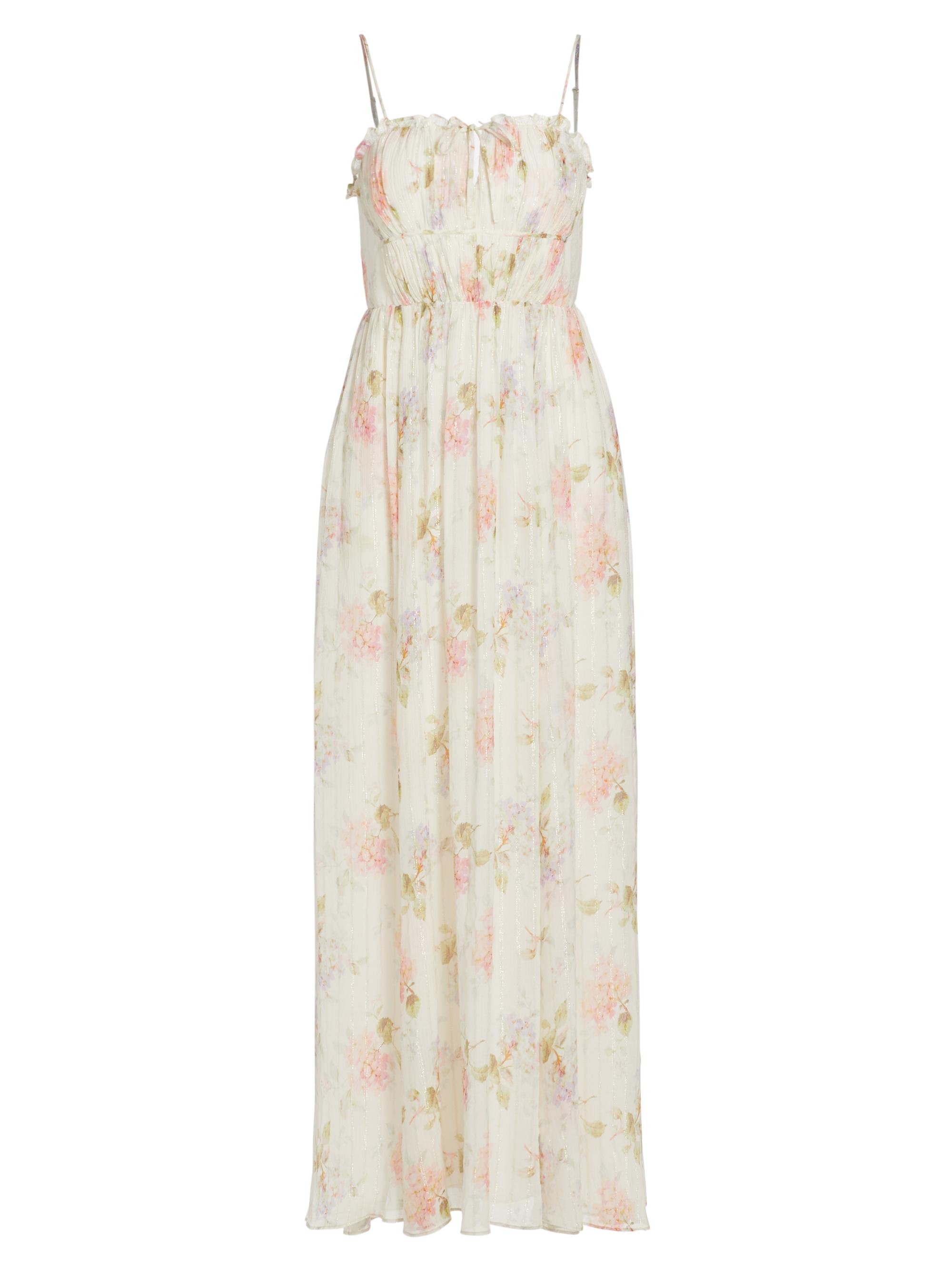 LoveShackFancy Women's Santee Floral Metallic Maxi Dress - Pearl Drop