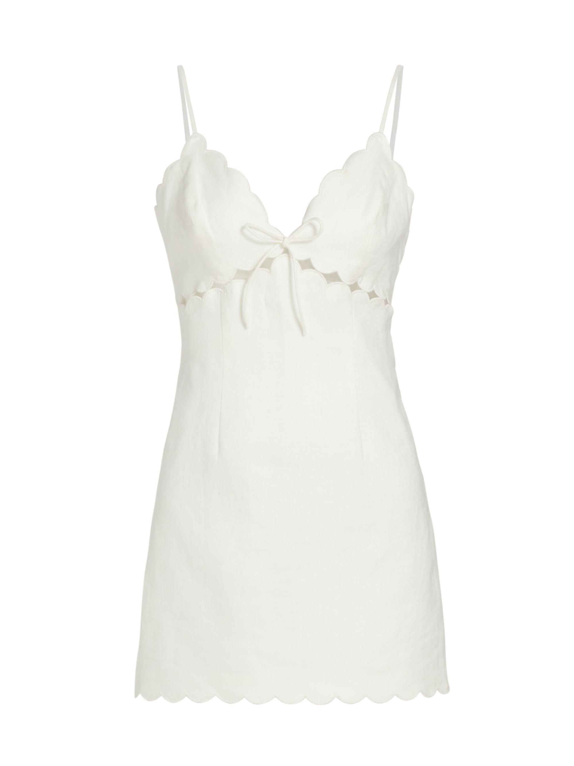 LoveShackFancy Women's Sydow Linen Scallop Minidress - Antique White