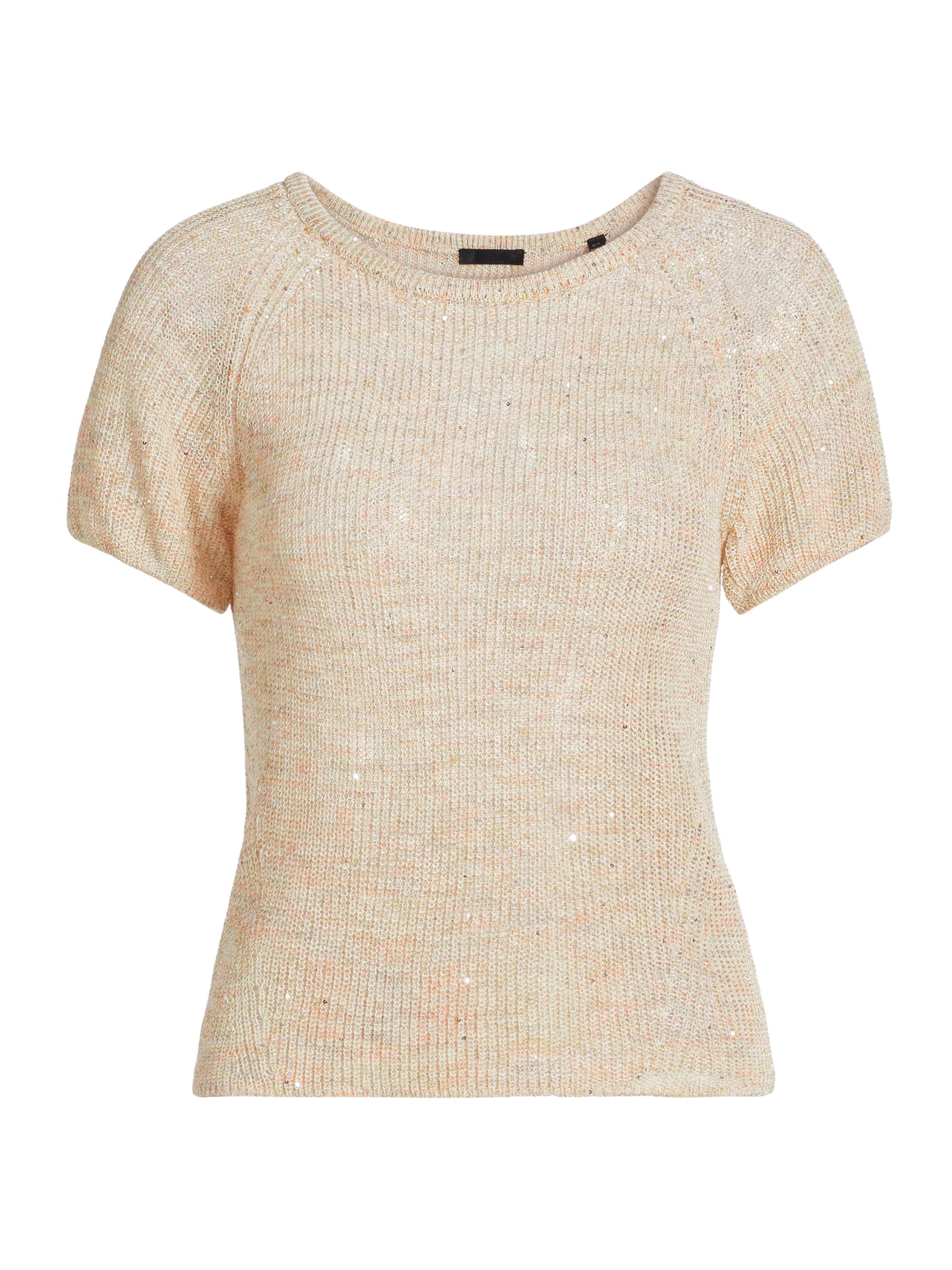 ATM Anthony Thomas Melillo Women's Sequin-Embellished Cotton & Linen-Blend Short-Sleeve Sweater - Morning Mist Multi