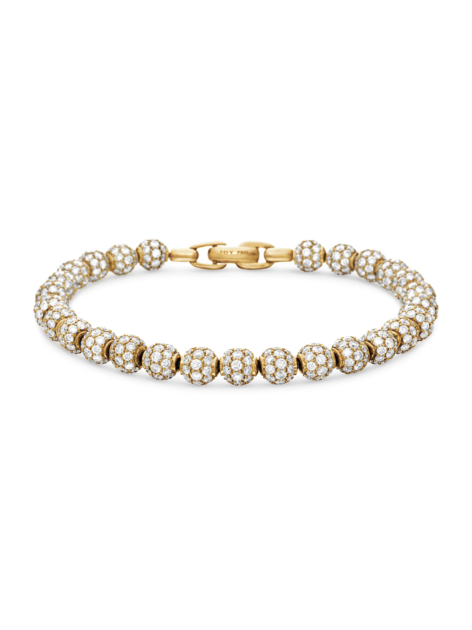 David Yurman Men's Spiritual Beads Bracelet in 18K Yellow Gold and Pavé Diamonds, 6mm - Diamond