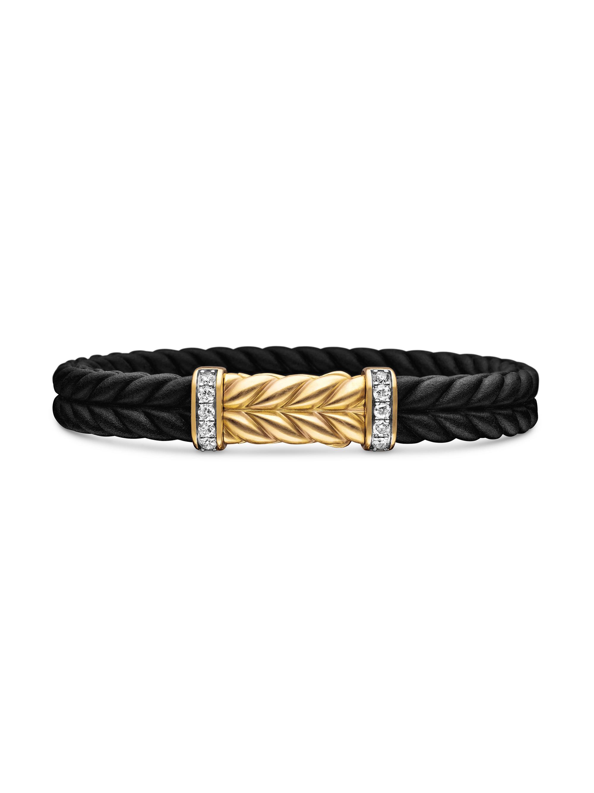 David Yurman Men's Chevron Bracelet in Black Rubber - Diamond