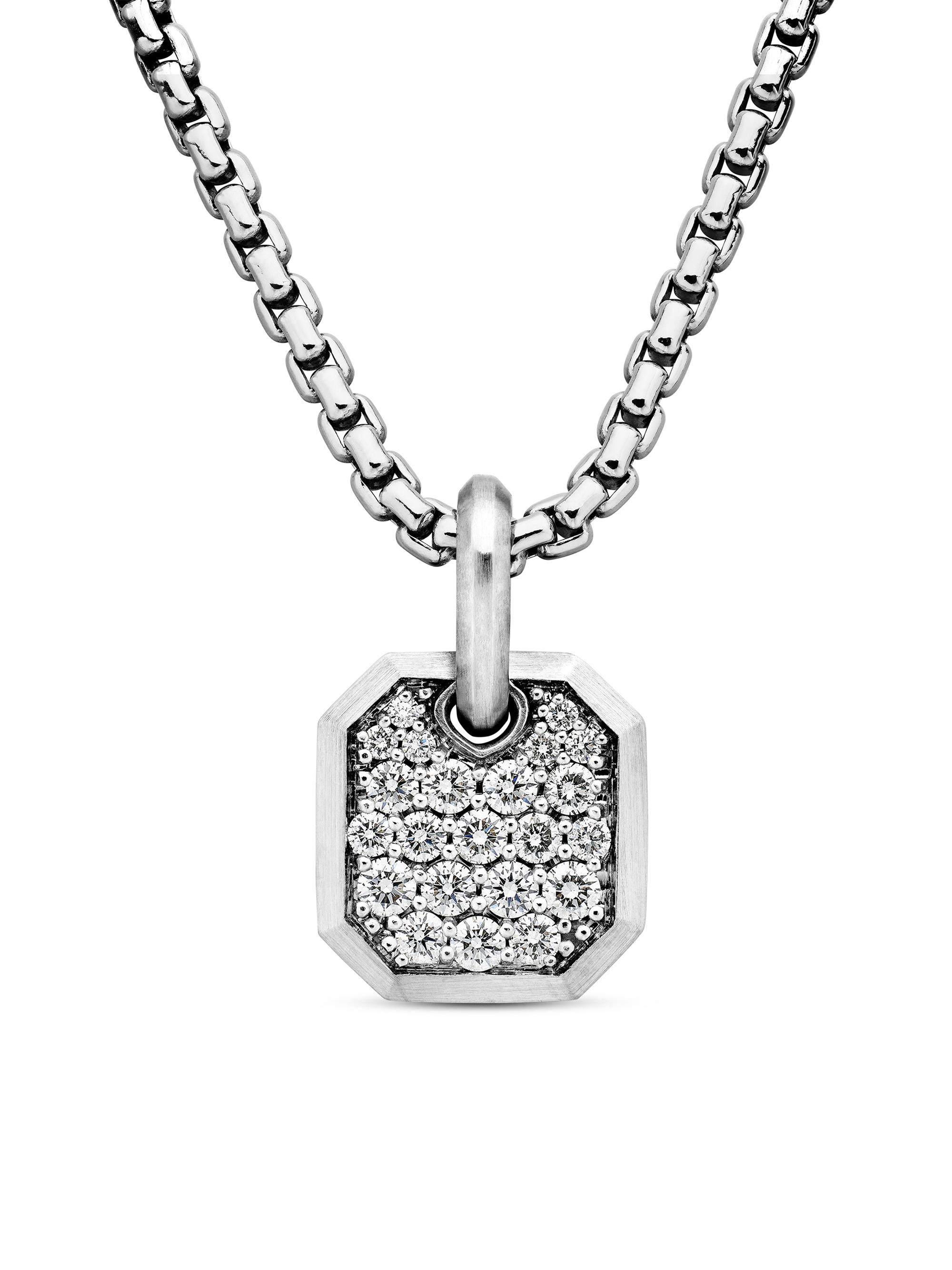 David Yurman Men's Roman Amulet in 18K White Gold - Diamond