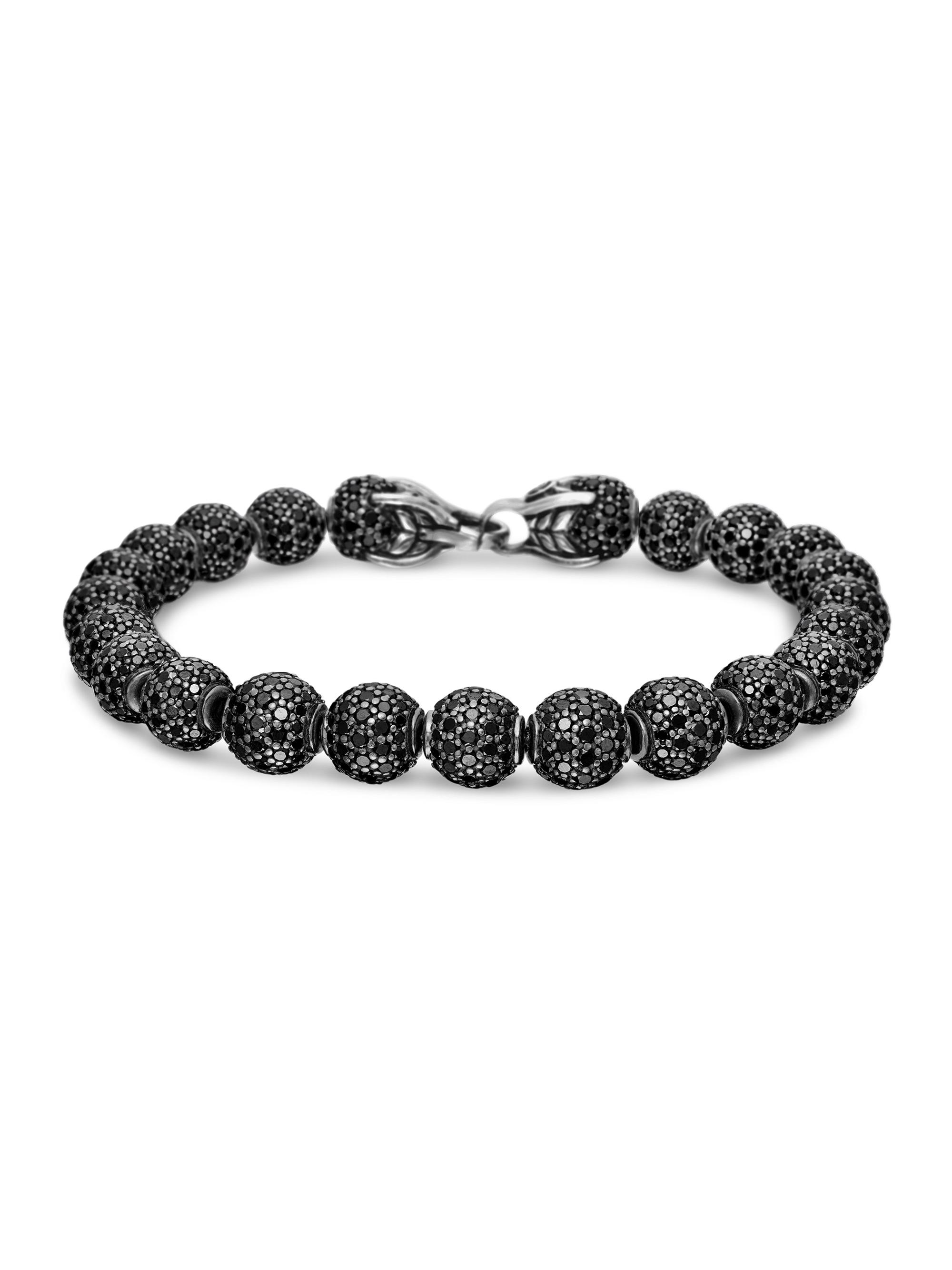 David Yurman Men's Spiritual Beads Bracelet in Sterling Silver - Black Diamond