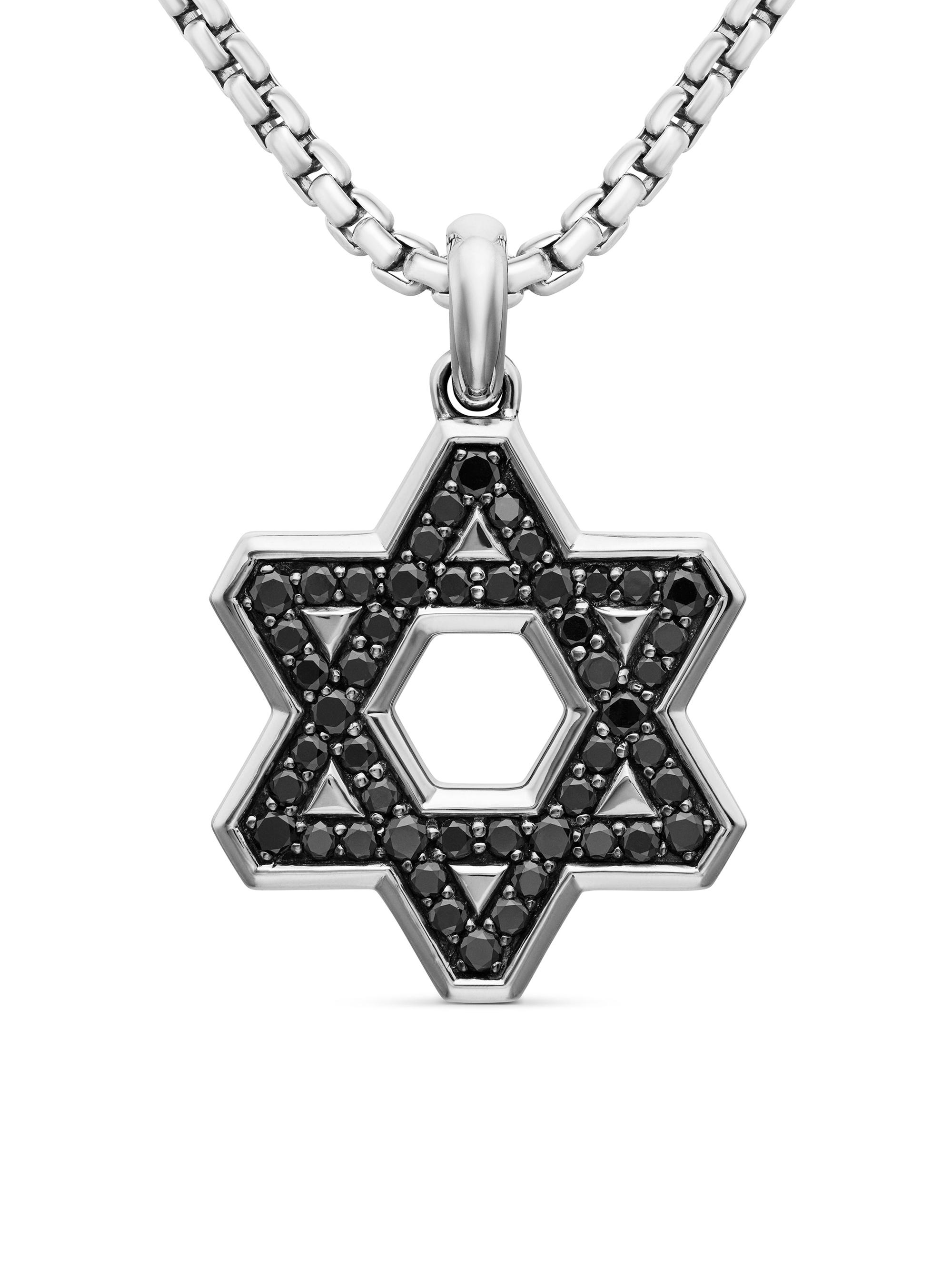 David Yurman Men's Streamline Star of David Pendant in Sterling Silver - Black Diamond