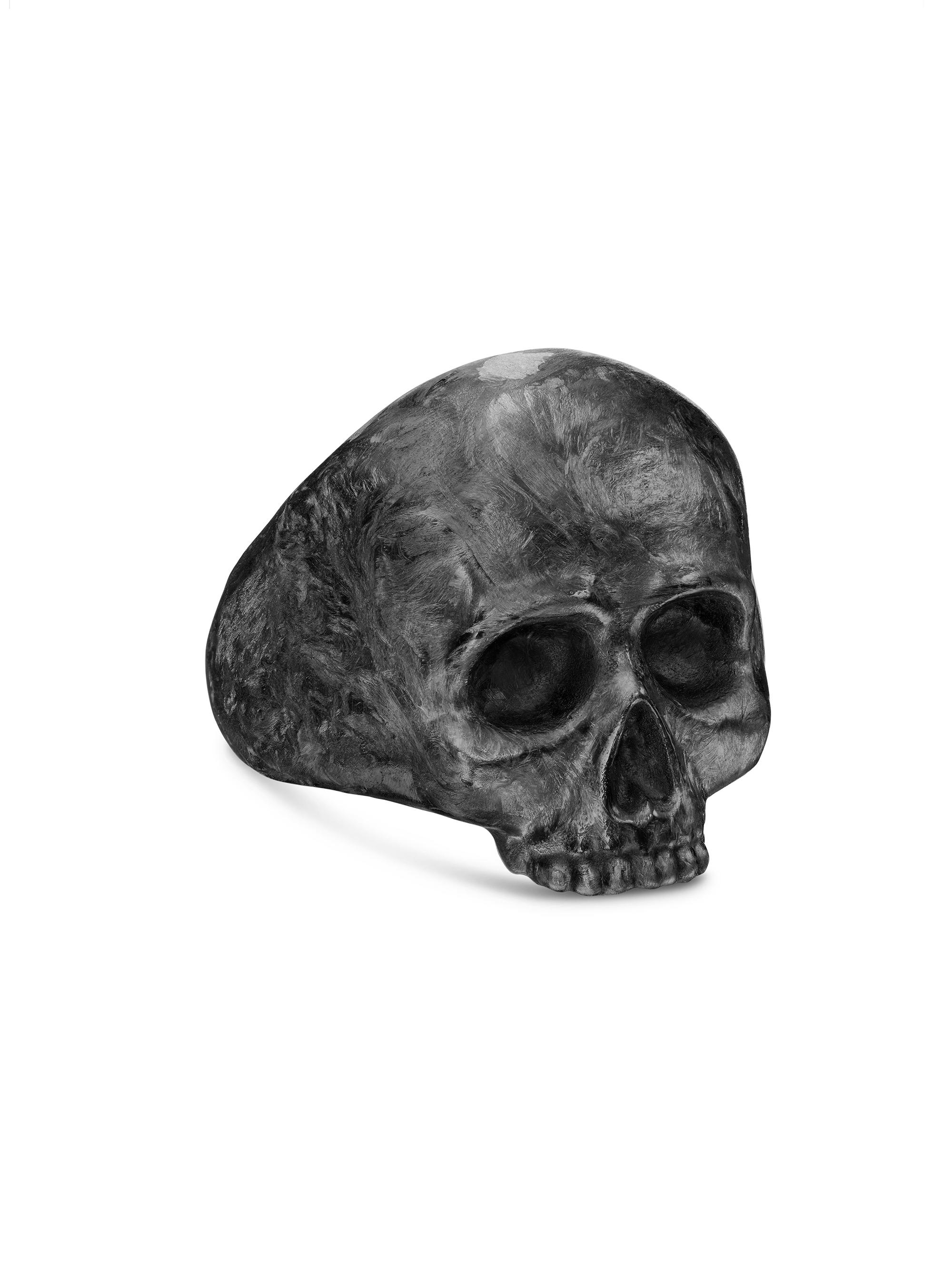 David Yurman Men's Memento Mori Skull Ring in 18K Yellow Gold - Forged Carbon