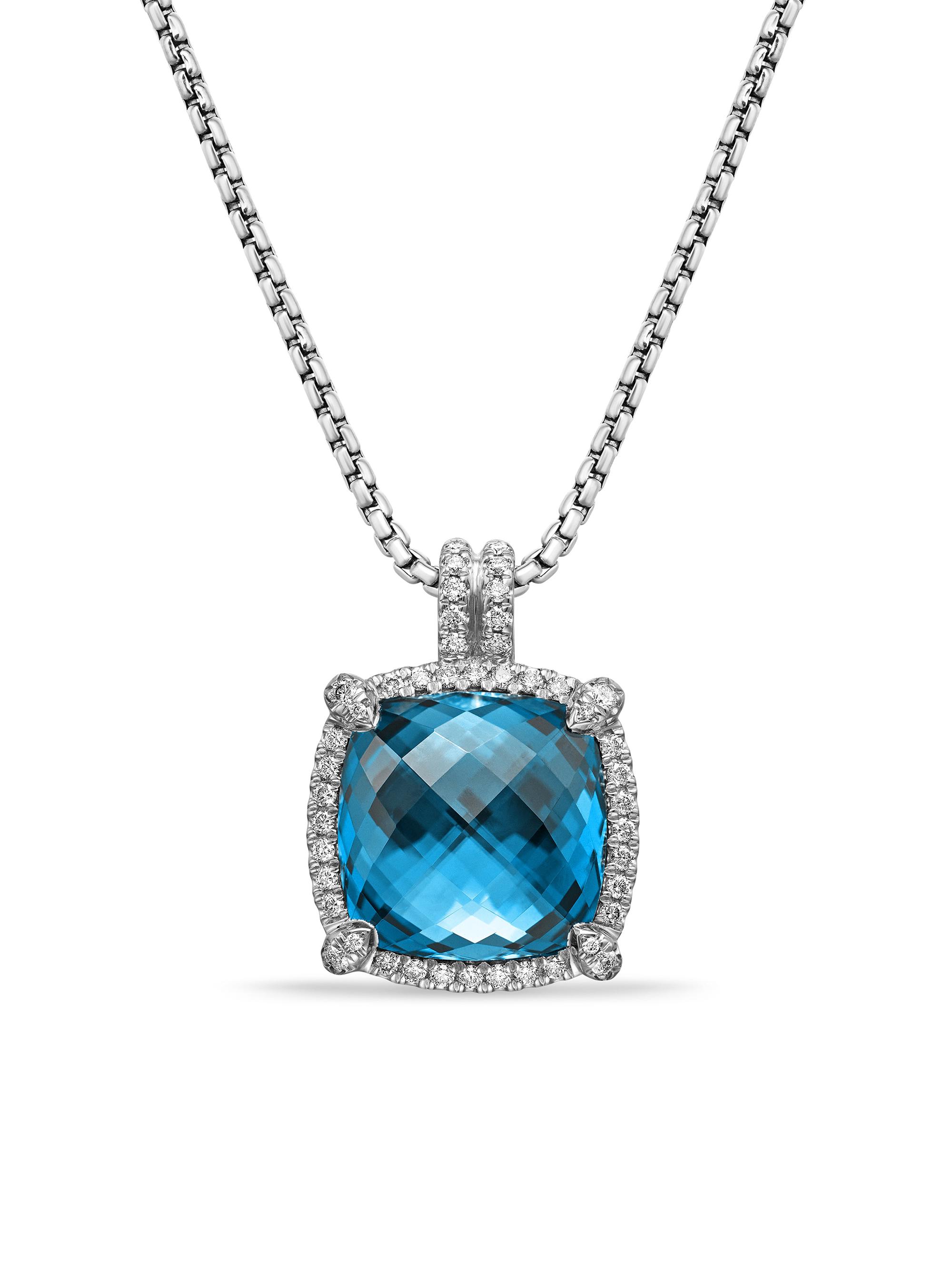 David Yurman Women's Chatelaine Pavé Bezel Pendant Necklace - Hampton Blue Topaz