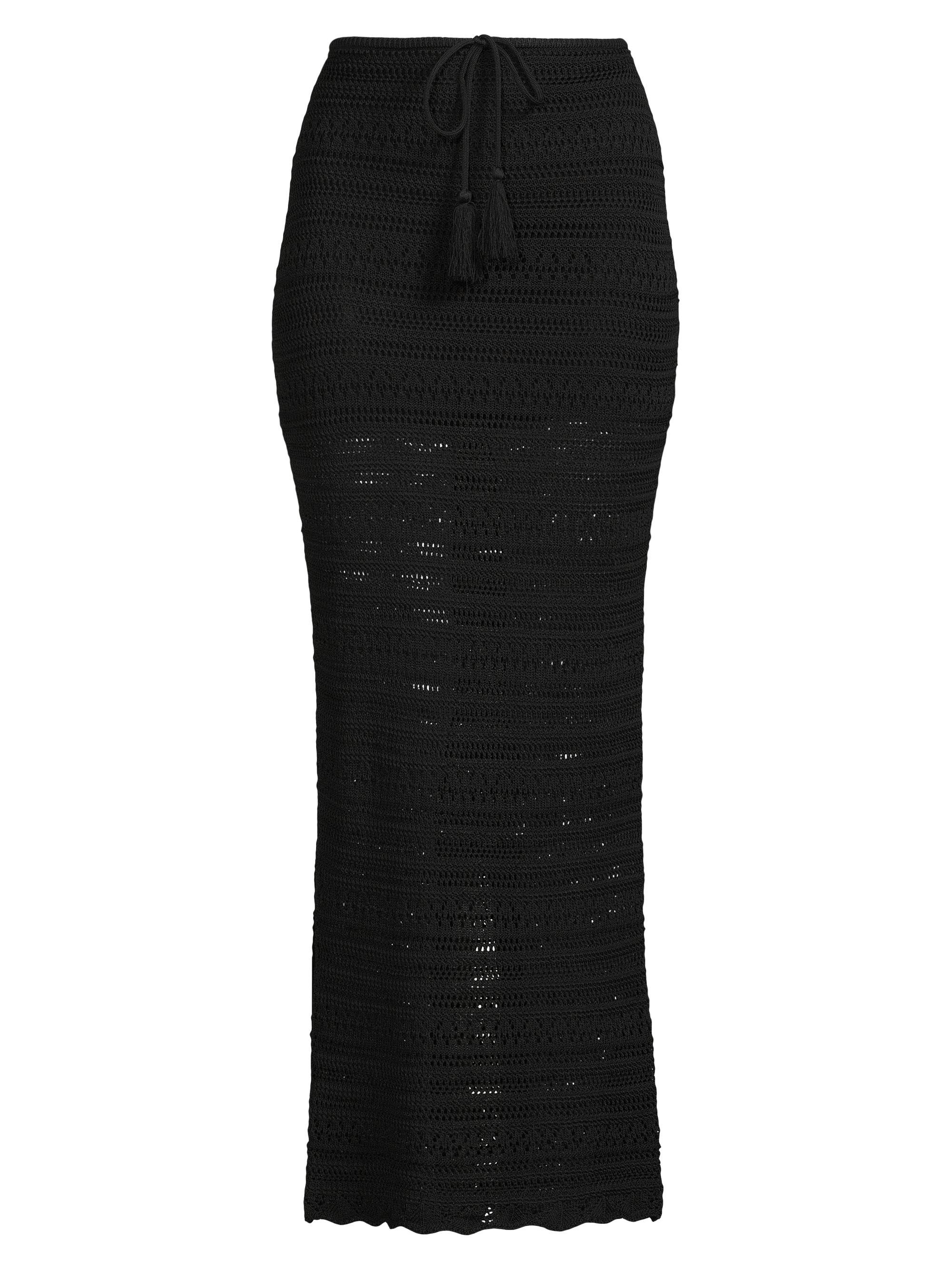 PQ Women's Festival Crochet Drawstring Maxi Skirt - Black