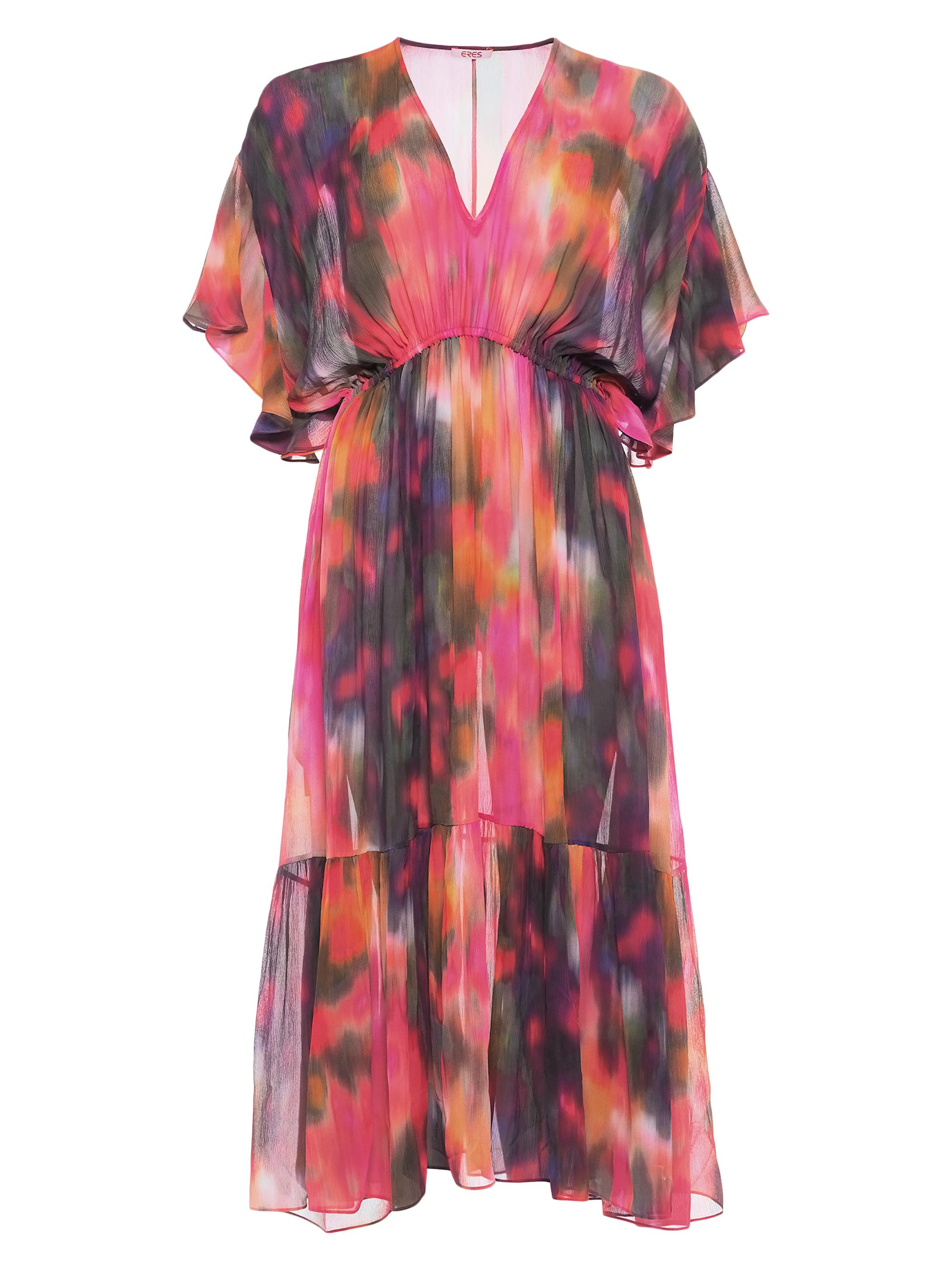 ERES Women's Infinie Abstract Silk V-Neck Midi-Dress - Imprime Boreale