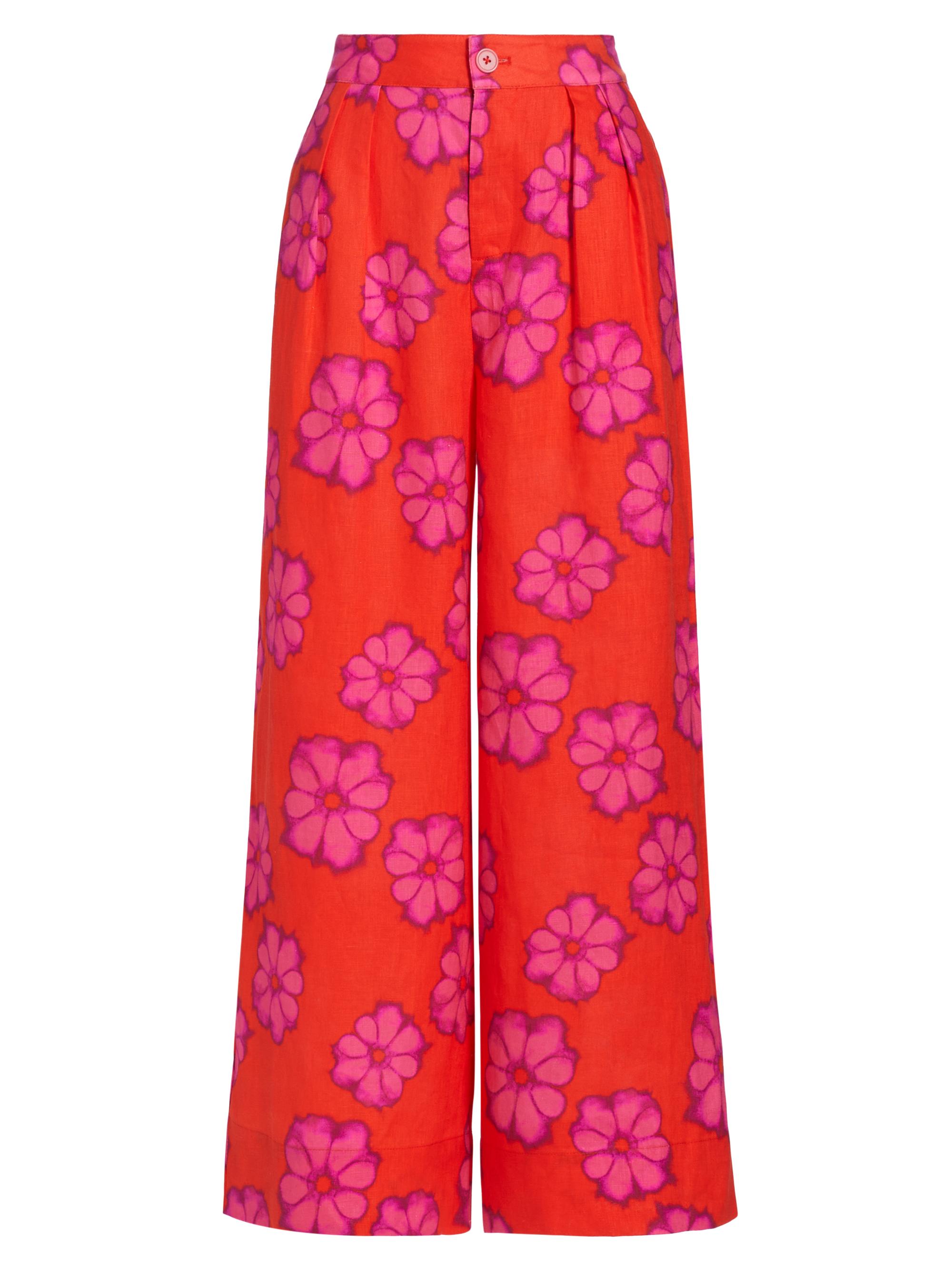 Rhode Women's Campbell Floral Linen Pants - Scarlet Bombay Bloom