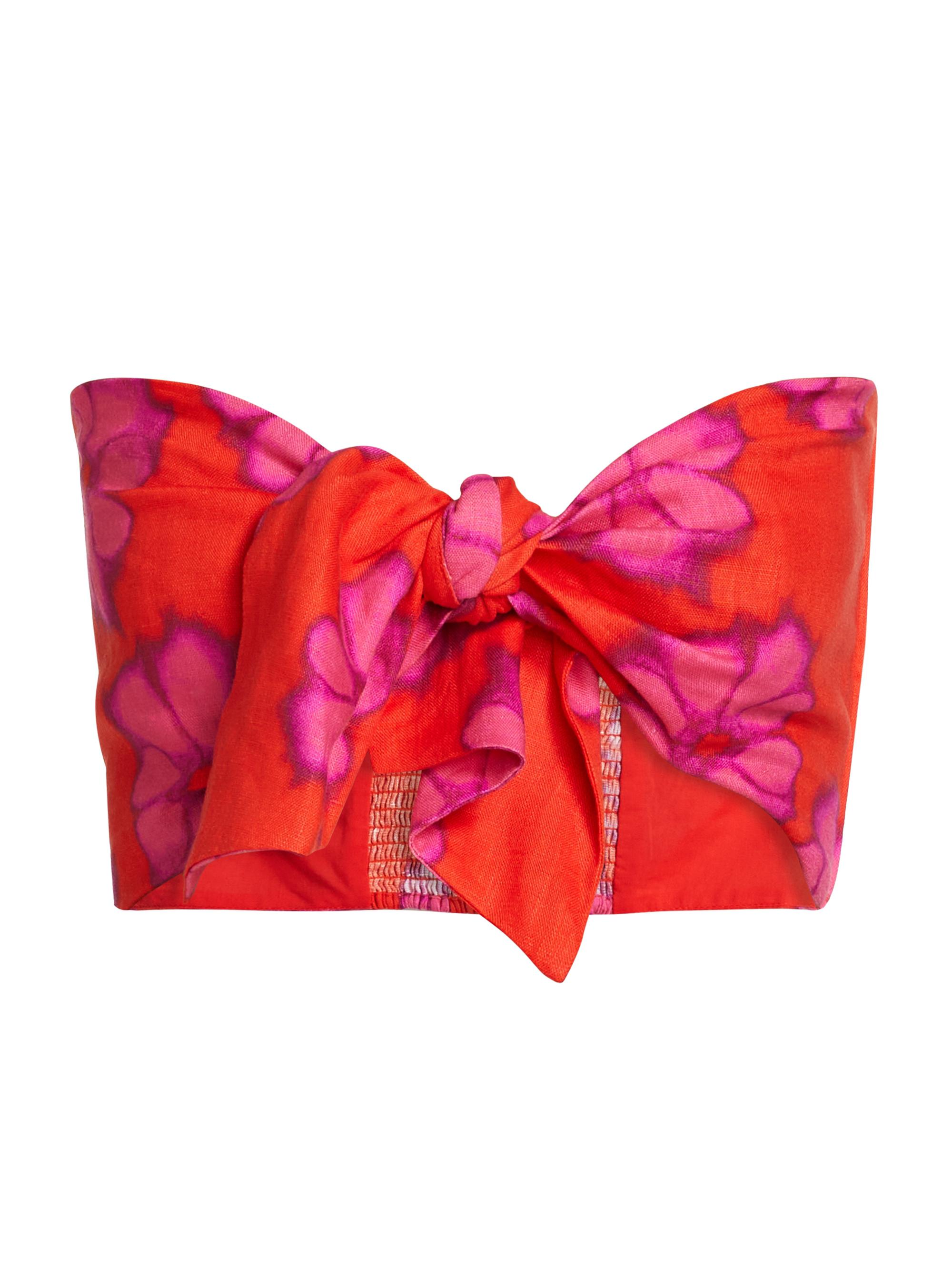 Rhode Women's Toni Floral Linen Bra Top - Scarlet Bombay Bloom