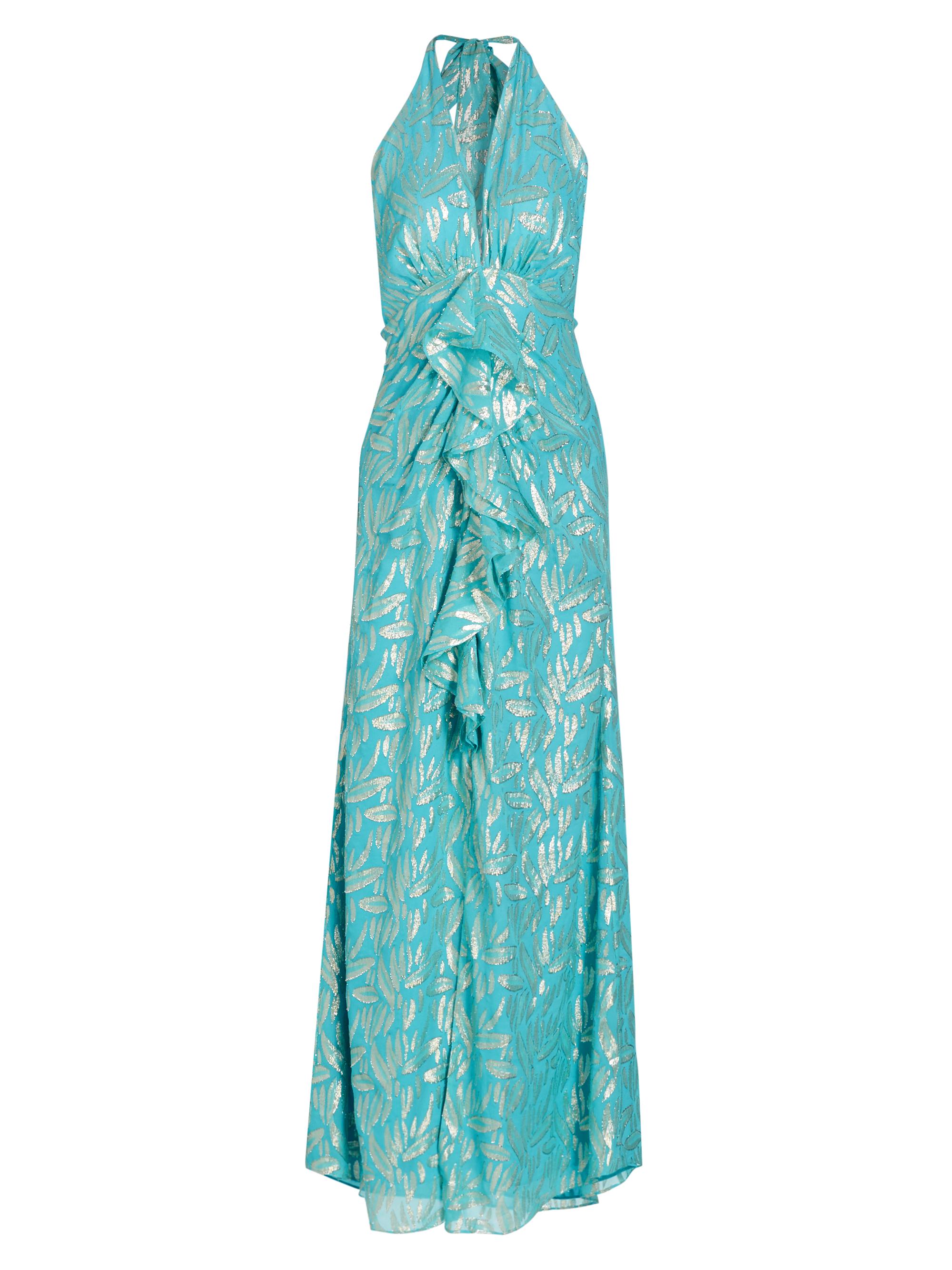 Ramy Brook Women's Leola Ruffled Metallic Silk Gown - Isola Blue Multi