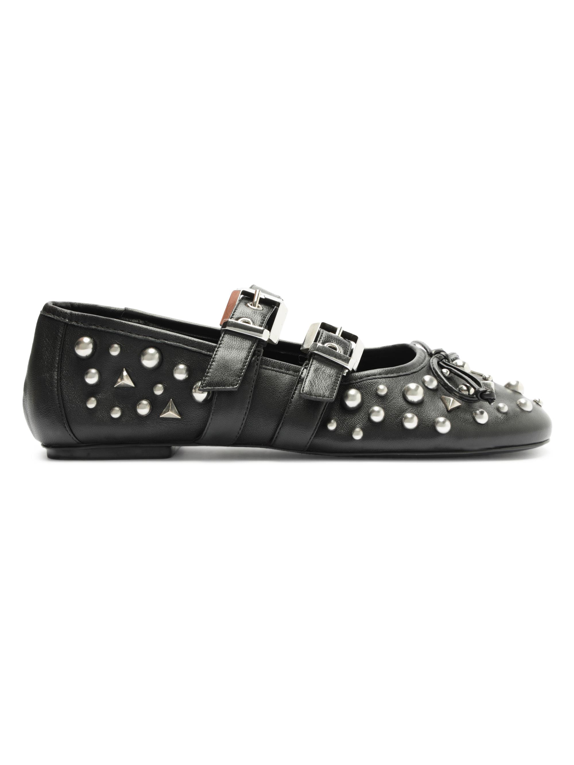 Schutz Women's Sarita Studded Leather Flats - Black