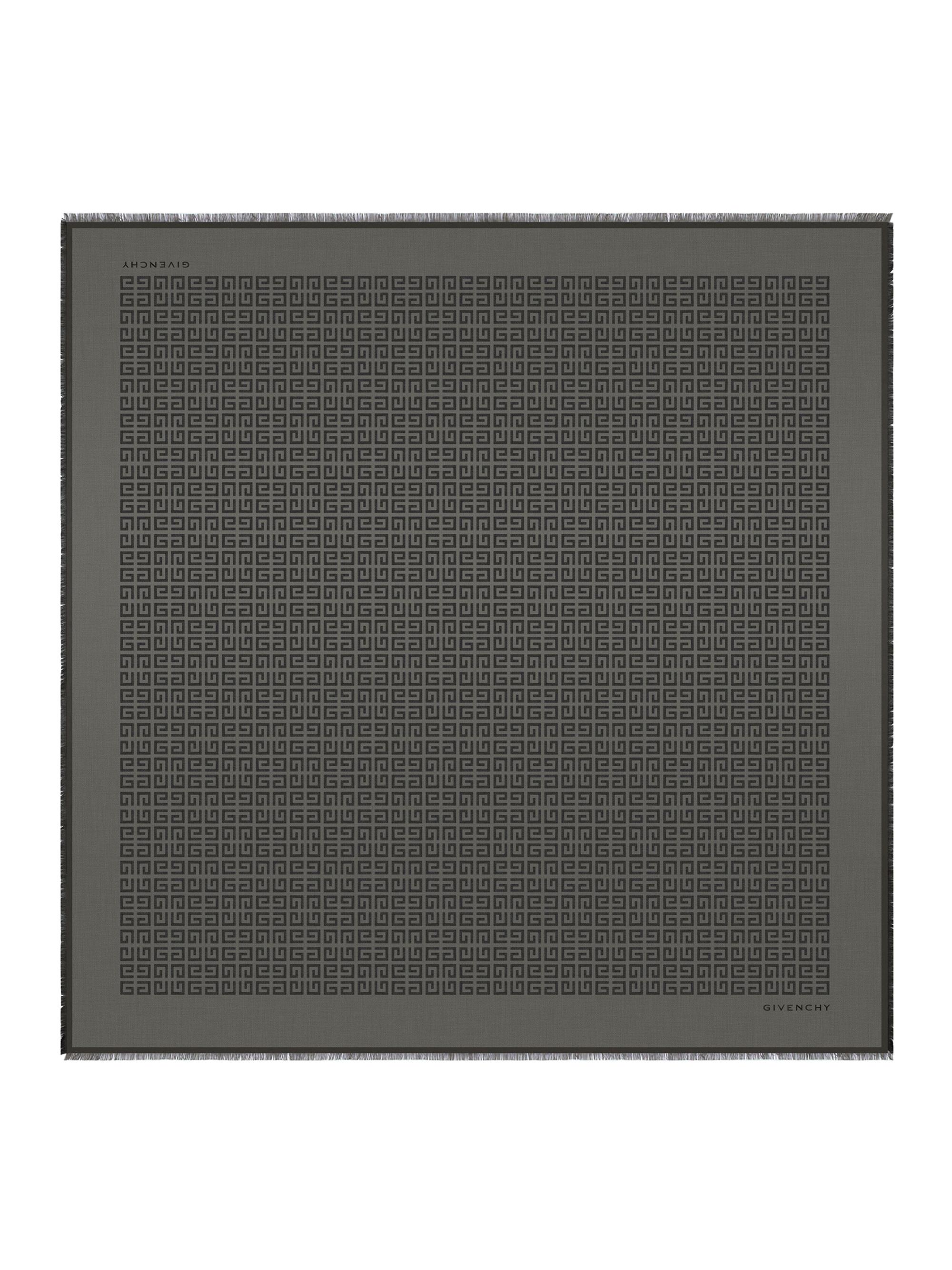 Givenchy Women's 4G Shawl in Shiny Silk and Wool Jacquard - Dark Grey