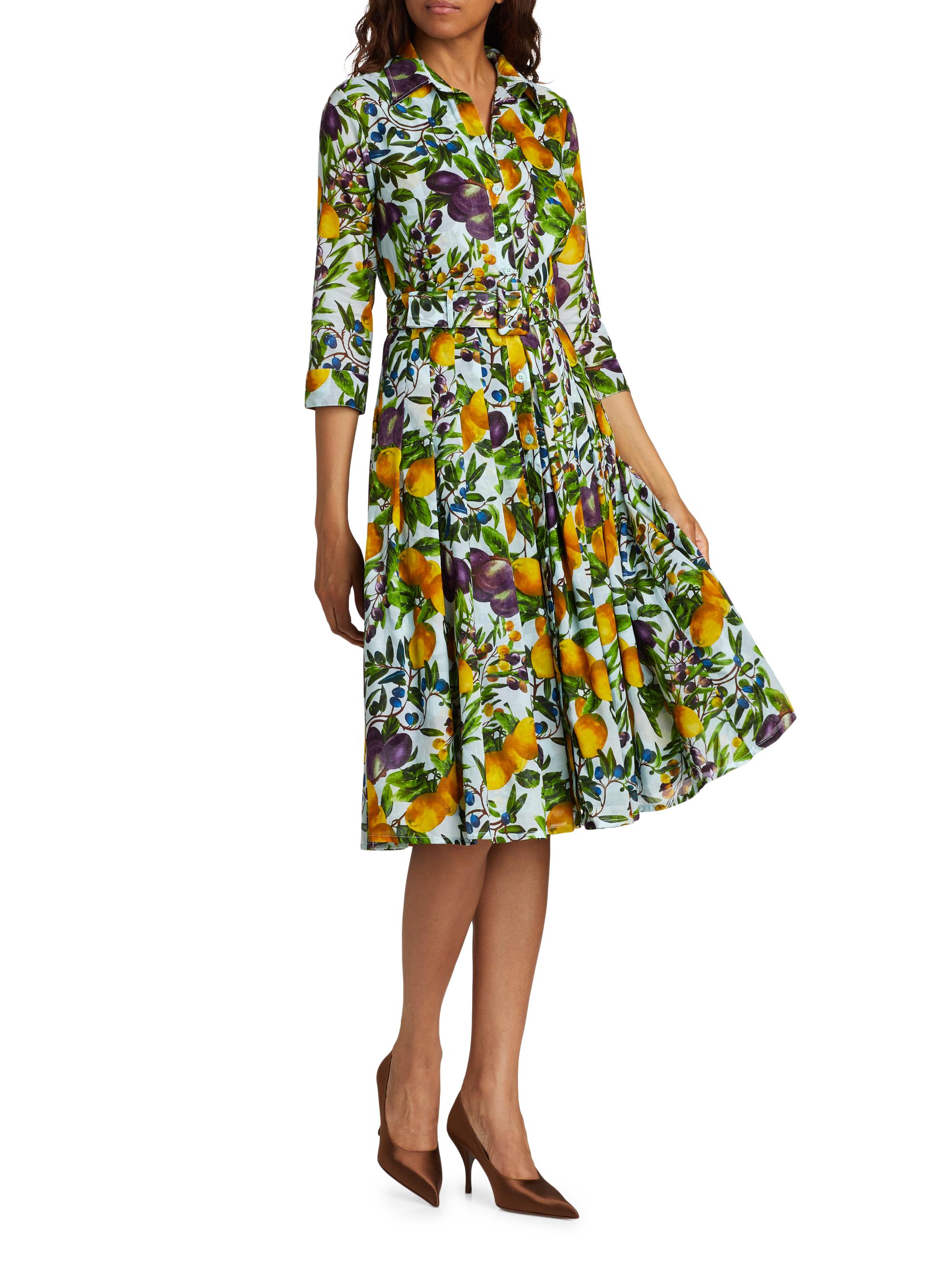 Samantha Sung Women's Audrey Fruit Cotton Shirtdress - Soft Aqua