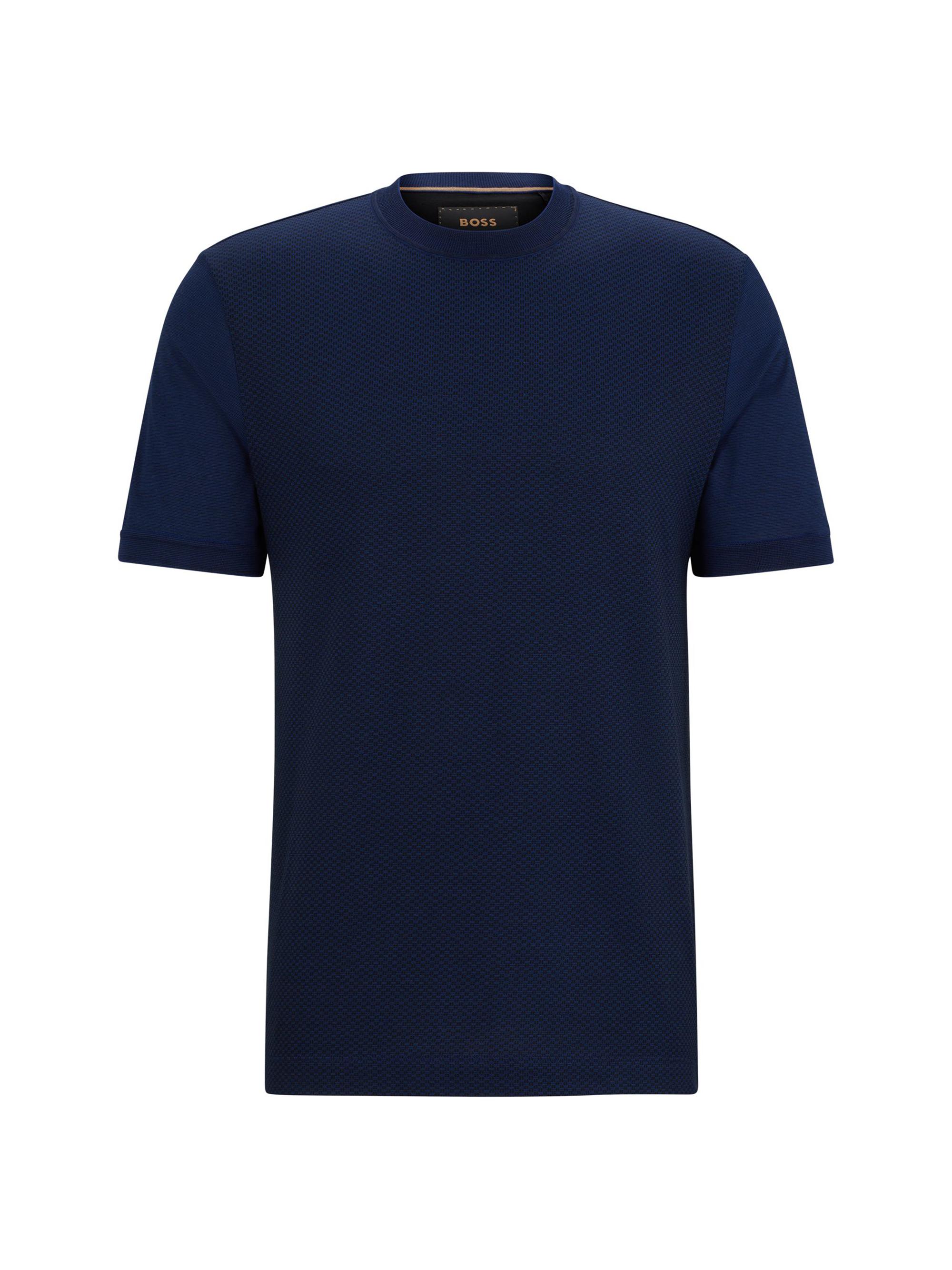 BOSS Men's Cotton-Silk Regular-Fit T-Shirt - Blue