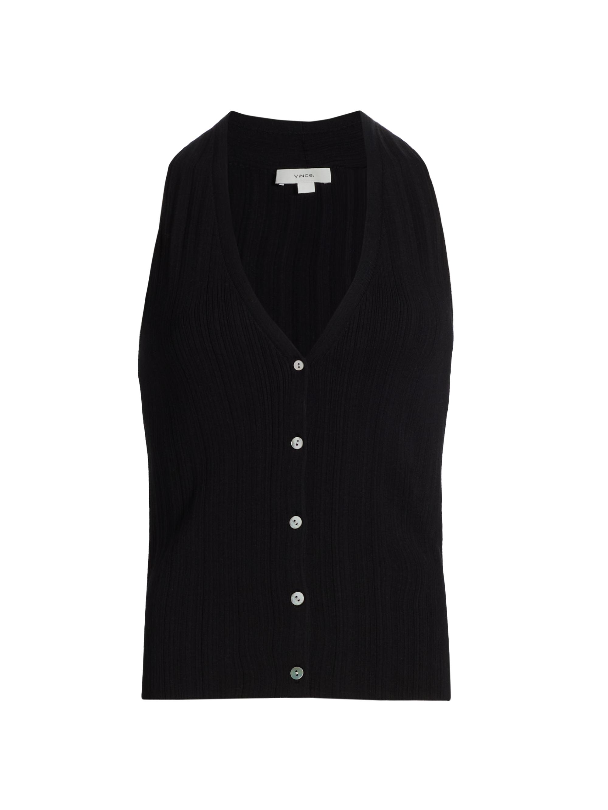 Vince Women's V-Neck Cotton-Blend Vest - Black
