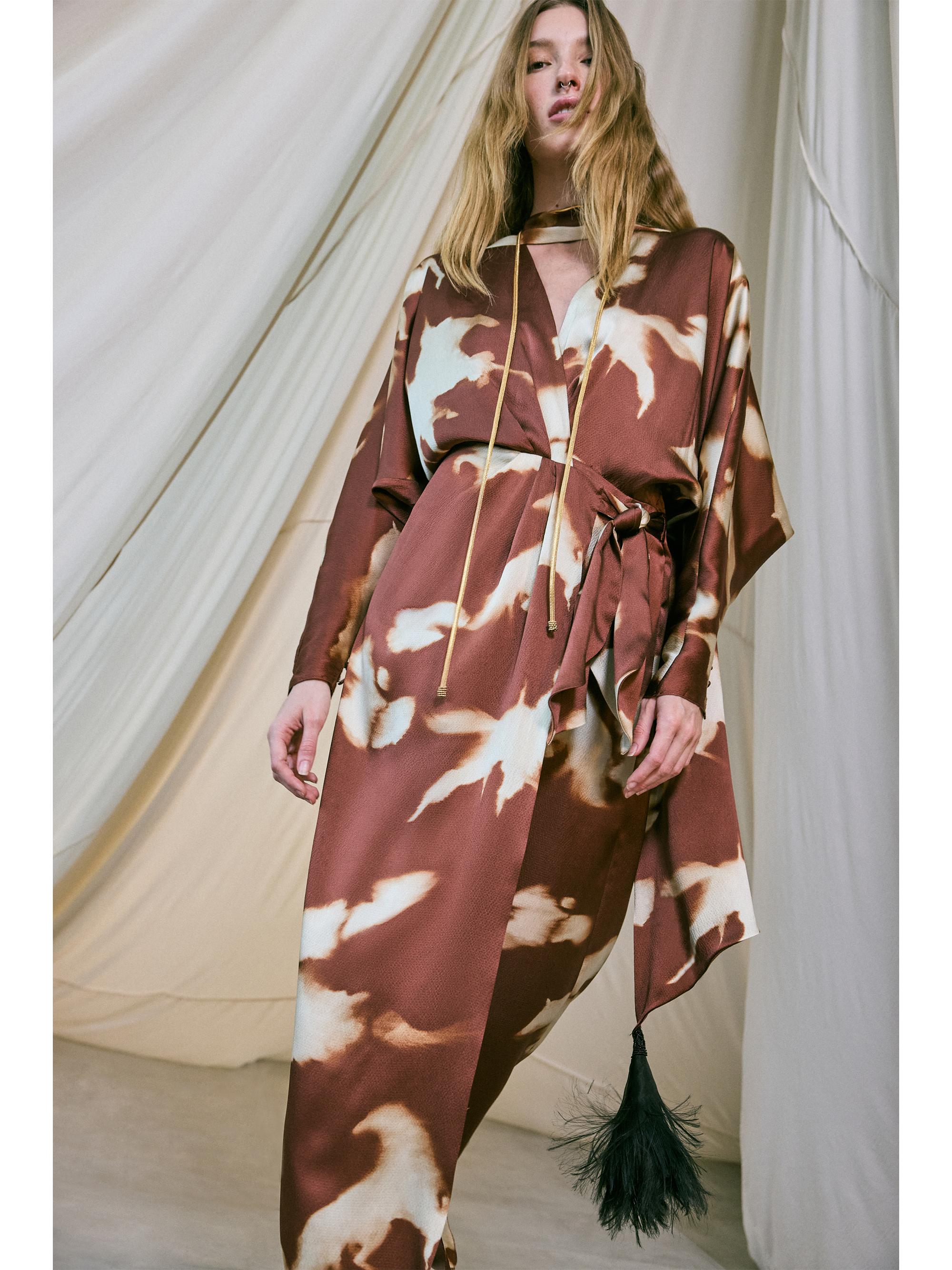 Johanna Ortiz Anouk Mojave Trail Tie-Dye Silk Satin Wrap Dress