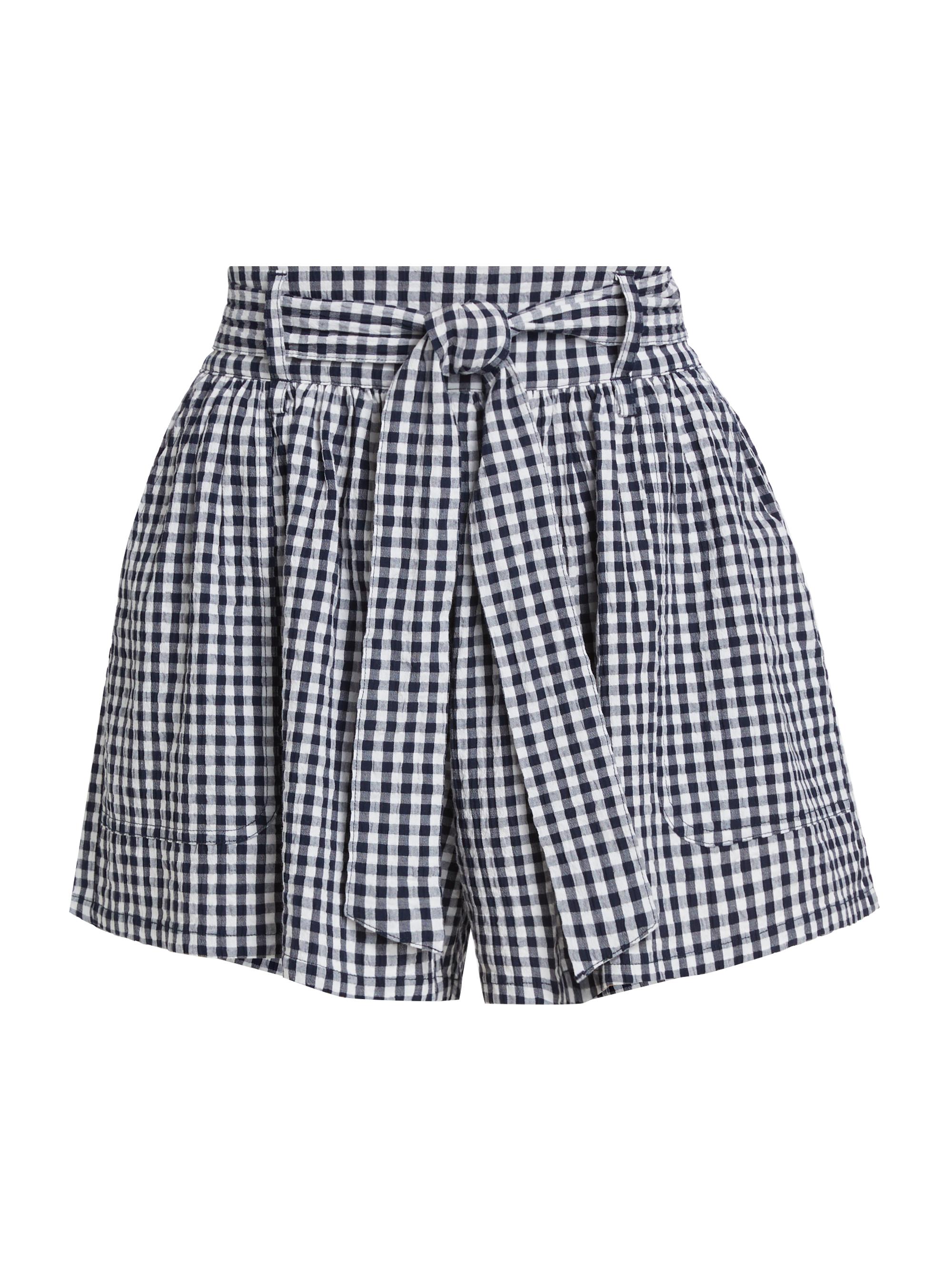 Splendid Women's Gabrielle Gingham High-Rise Shorts - Navy White