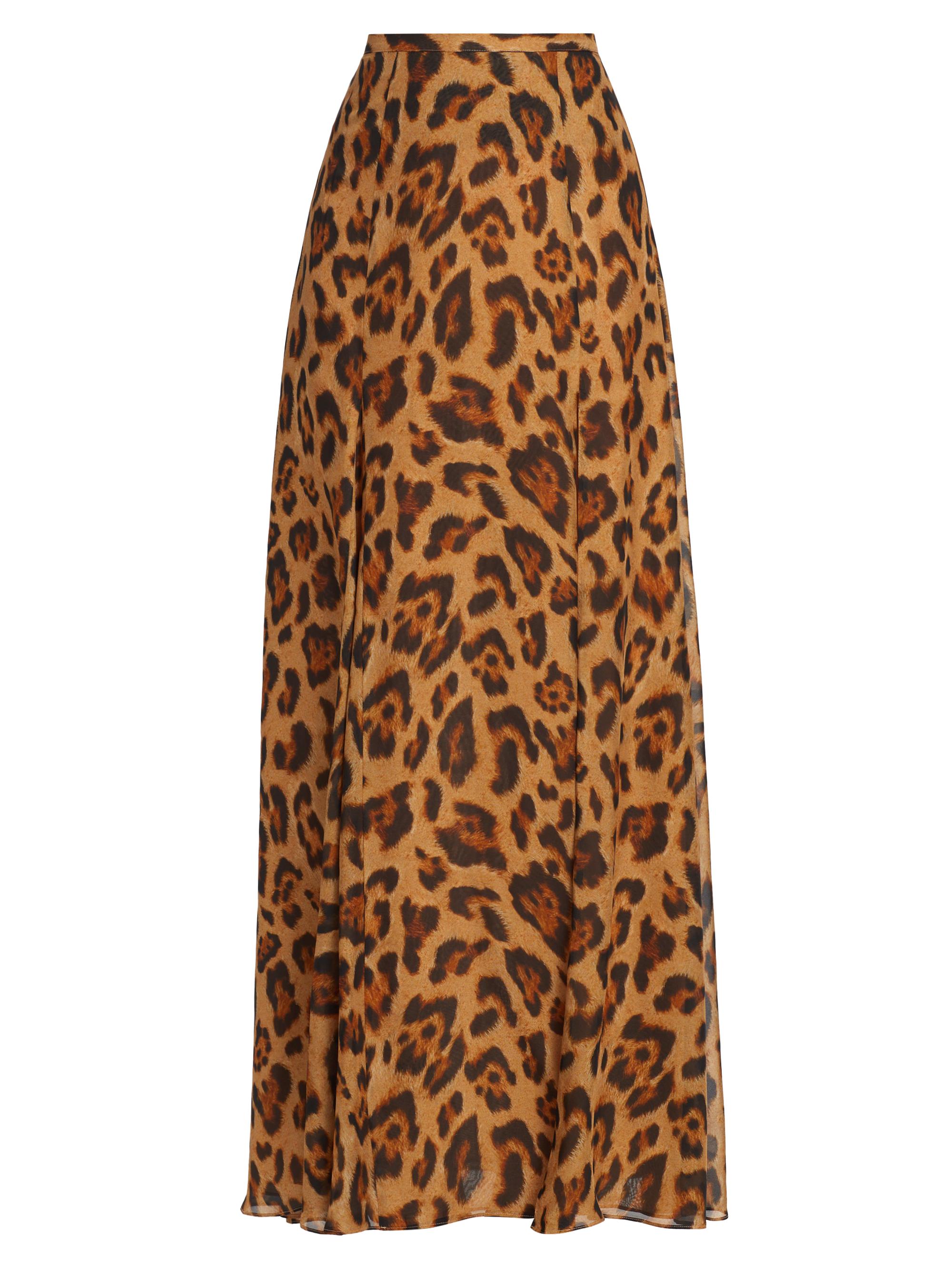 L'AGENCE Women's Luca Silk Maxi Skirt - Brown Mult Isahara Leopard