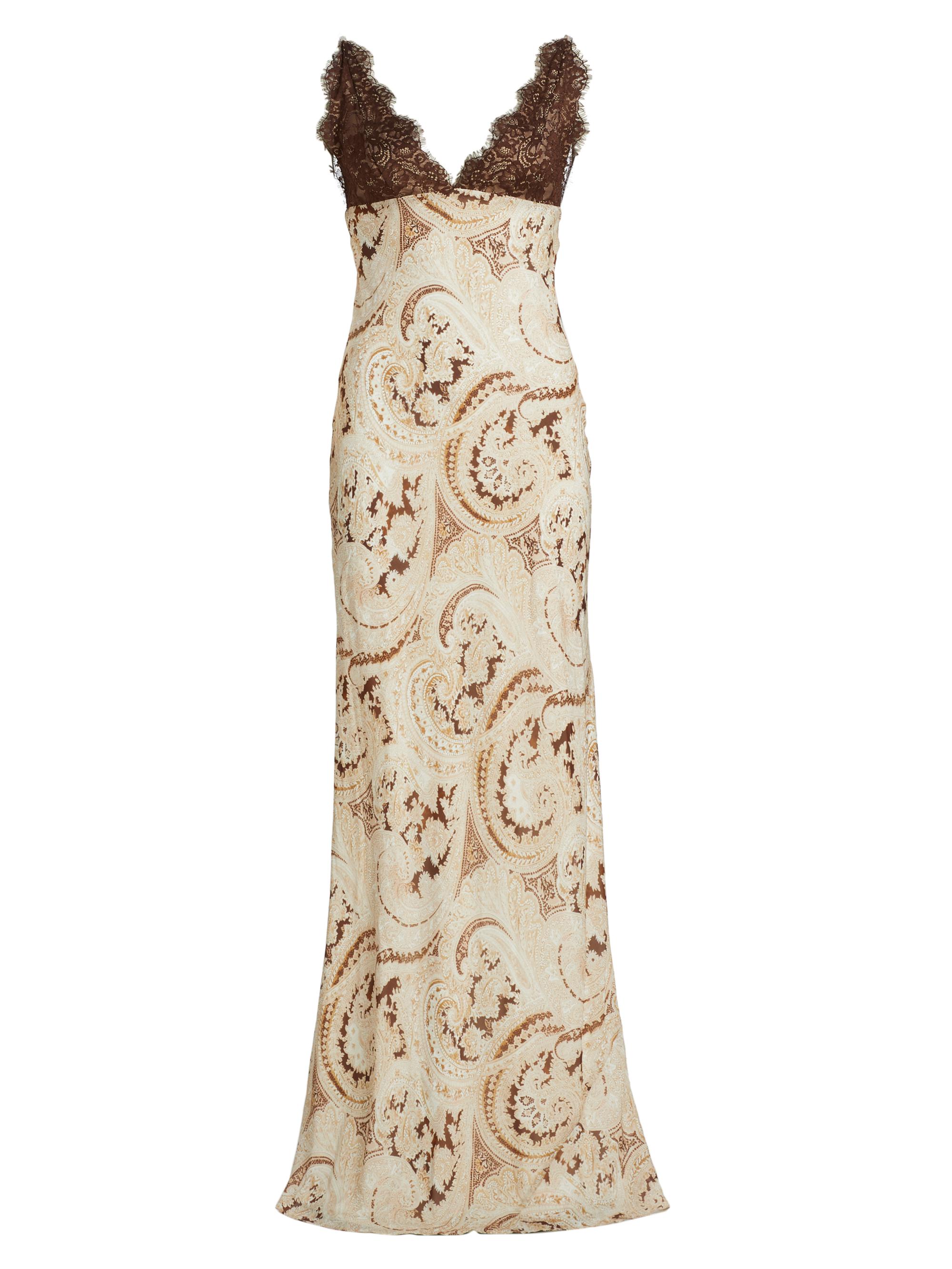 L'AGENCE Susanna Paisley Silk Lace Maxi Dress | Saks Fifth Avenue