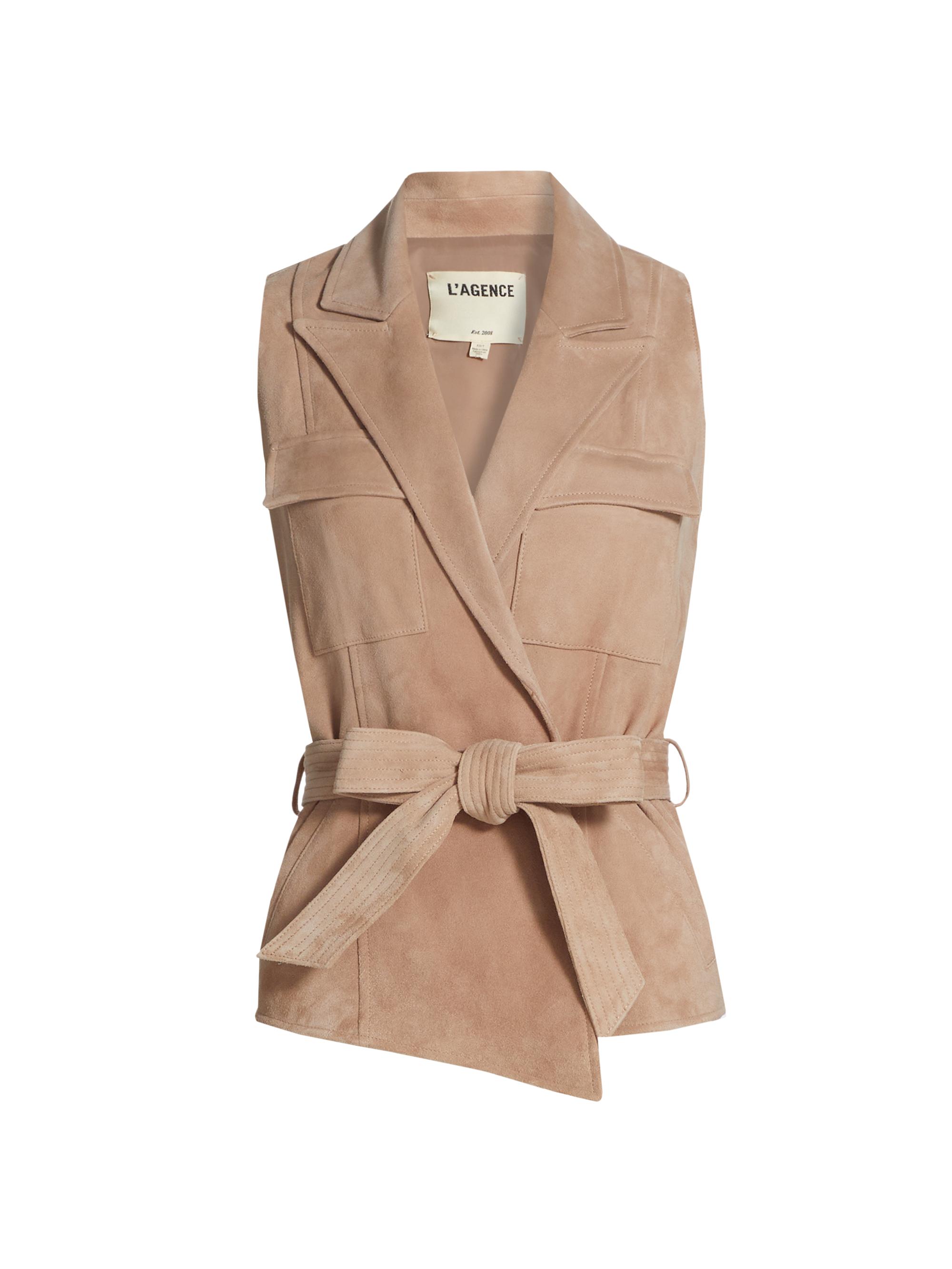 L'AGENCE Women's Arbor Suede Wrap Vest Top - Cashew
