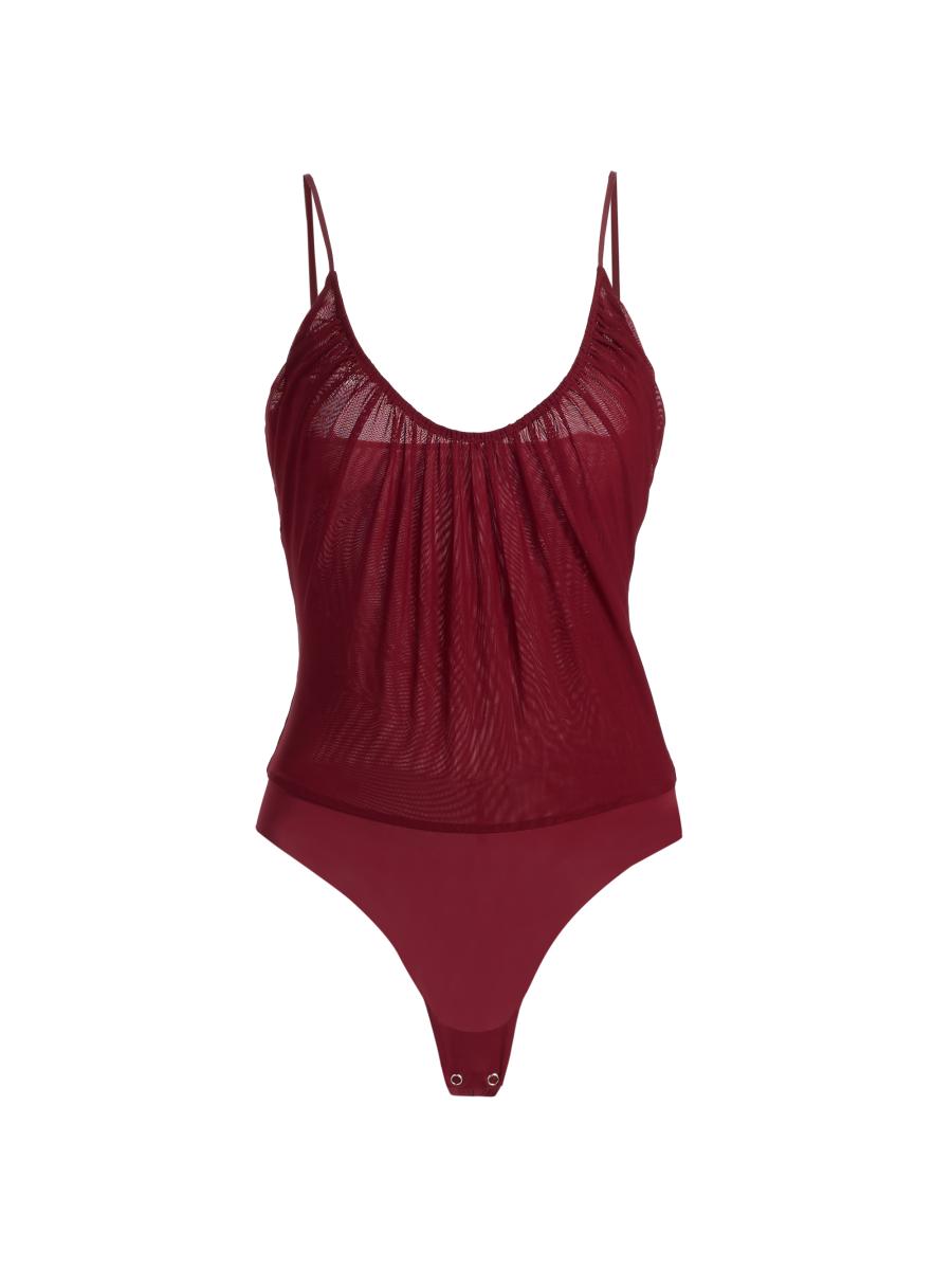 L'agence Women's Gelina Rusched Bodysuit In Black Cherry