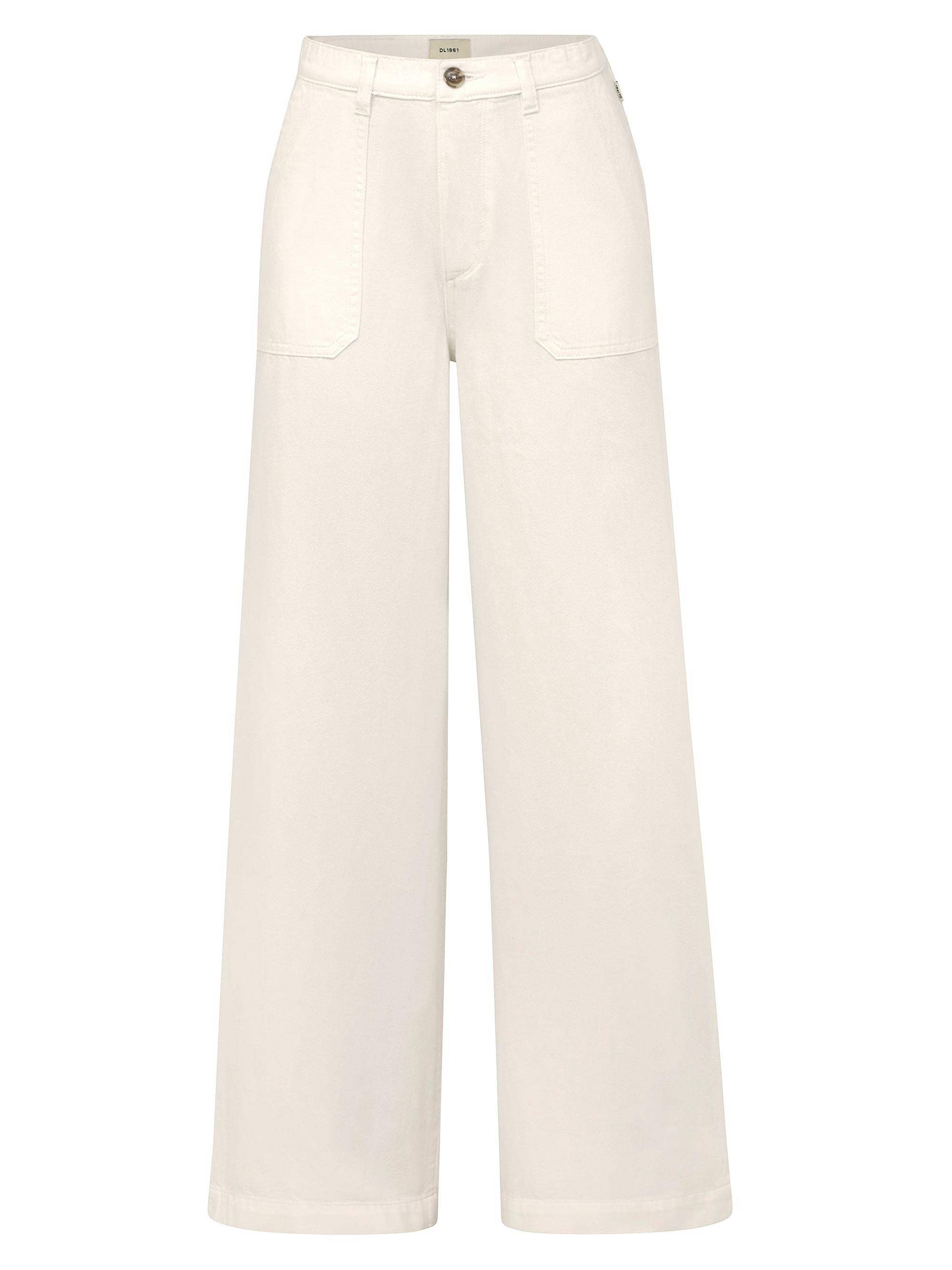 DL1961 Women's Zoie Wide Leg Relaxed Trousers - White
