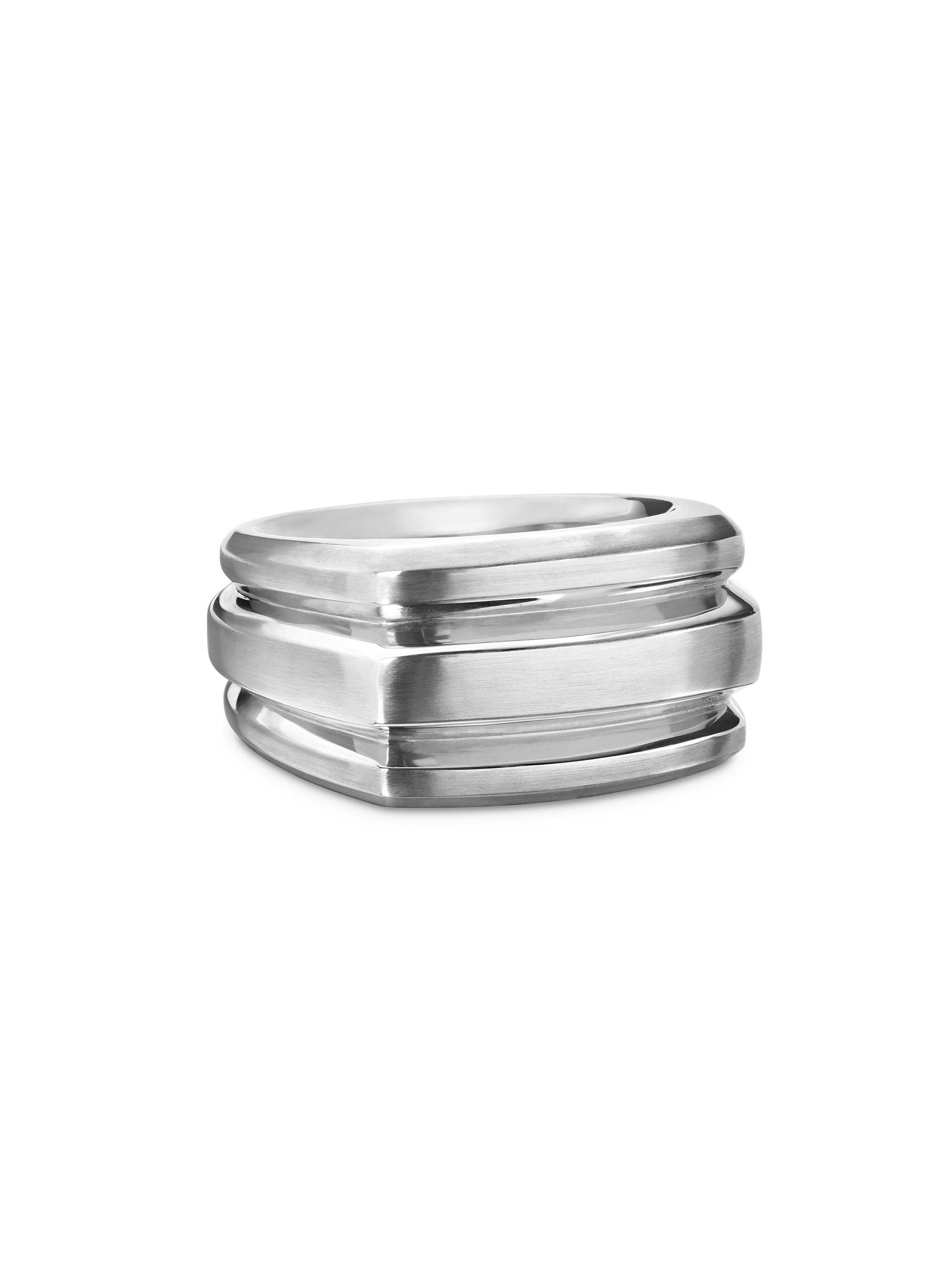David Yurman Men's Deco Cigar Band Ring in Sterling Silver, 13MM - Black Silver